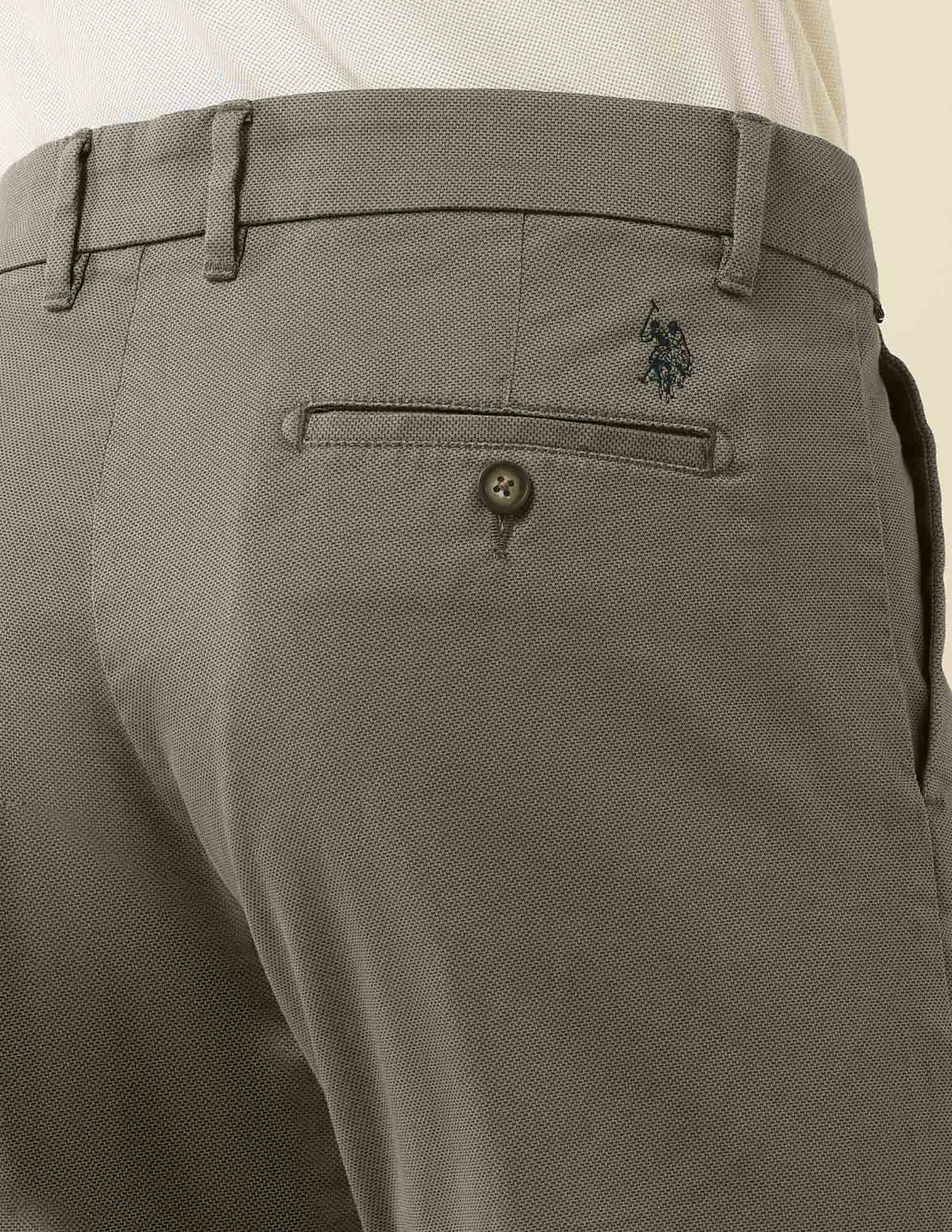Textured Riley Straight Fit Trousers Olive - U.S. Polo Assn. India | Large