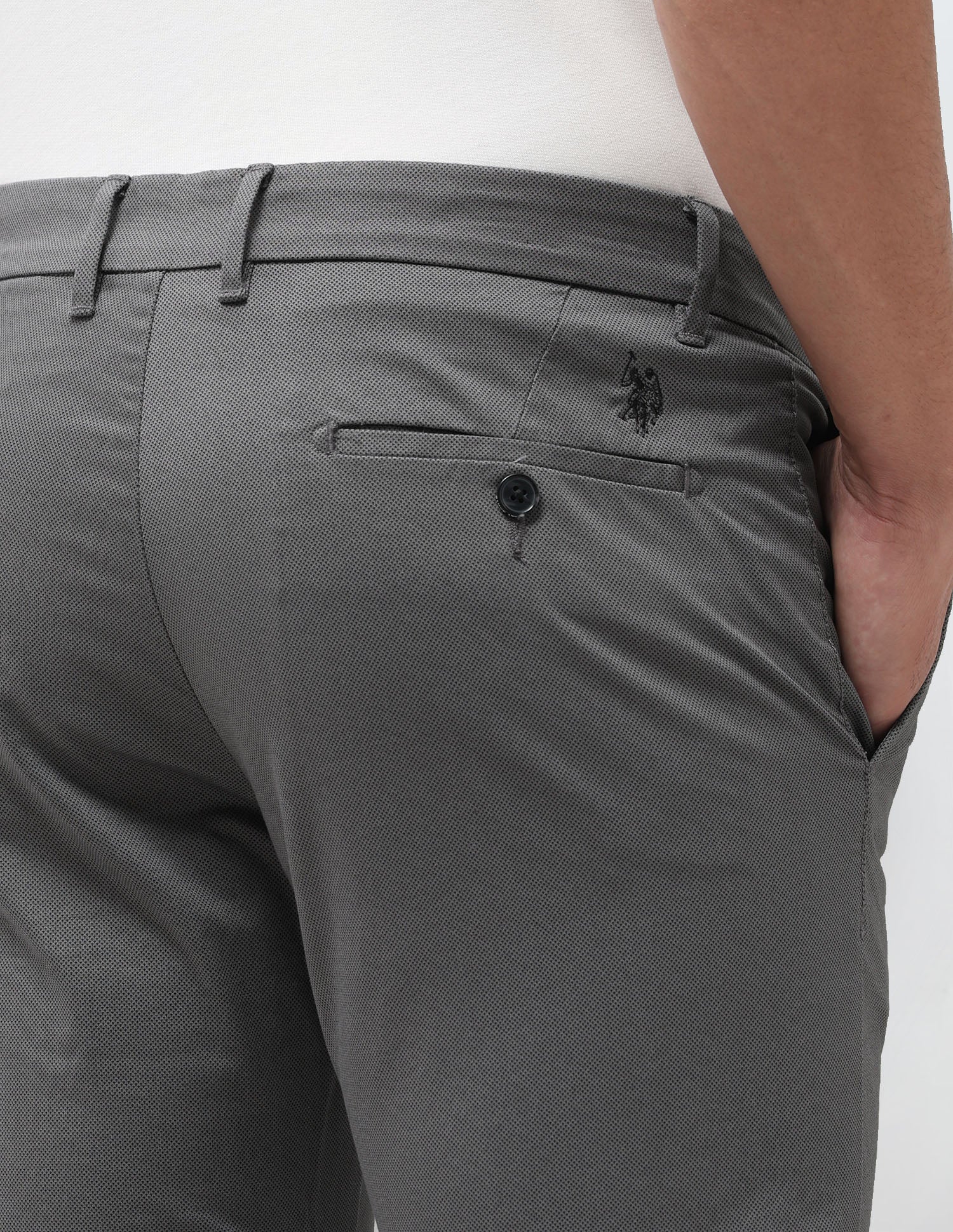 Denver Slim Fit All Over Printed Trousers Charcoal - U.S. Polo Assn. India | Large