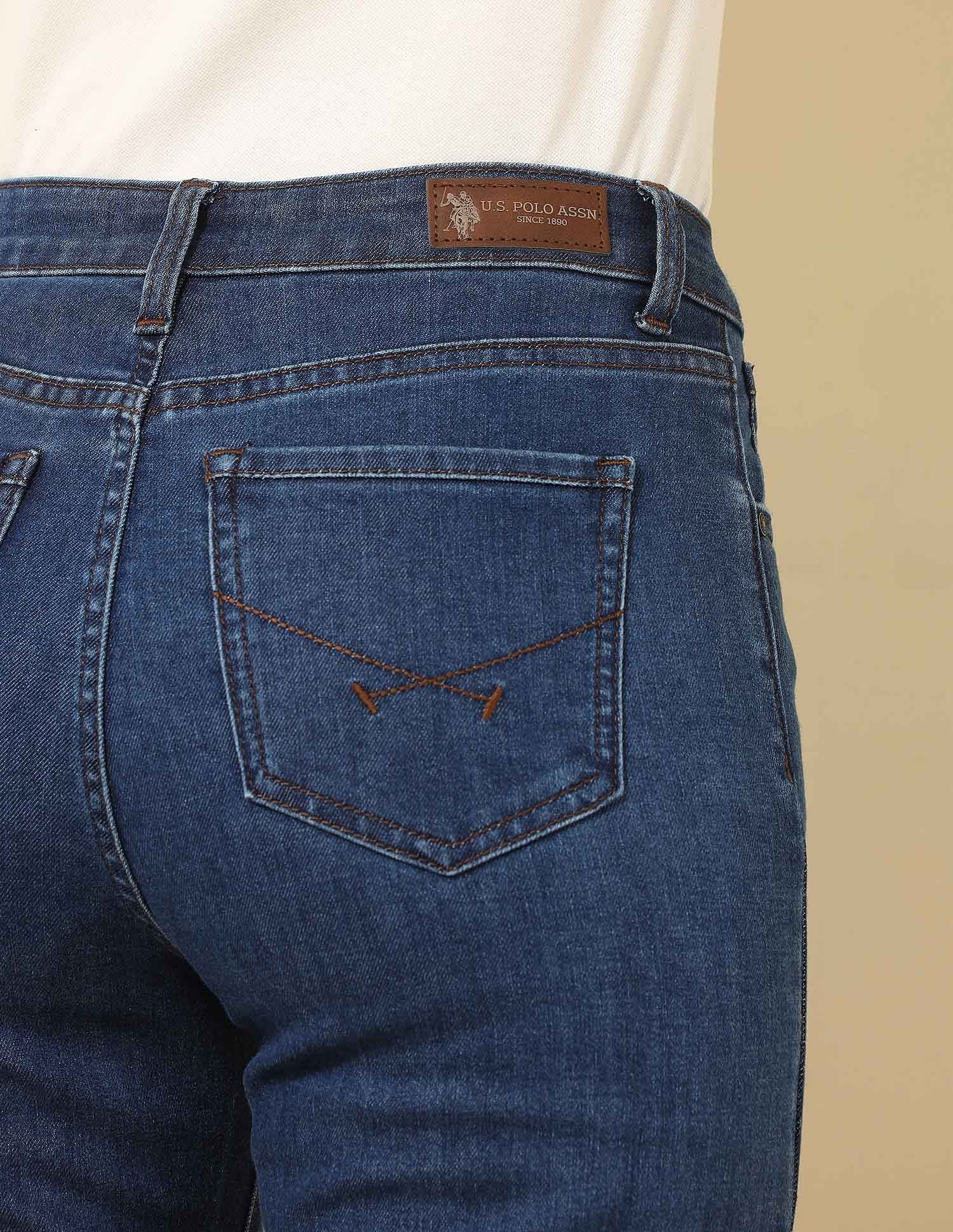 High Rise Straight Fit Jeans Dark Blue - U.S. Polo Assn. India | Large