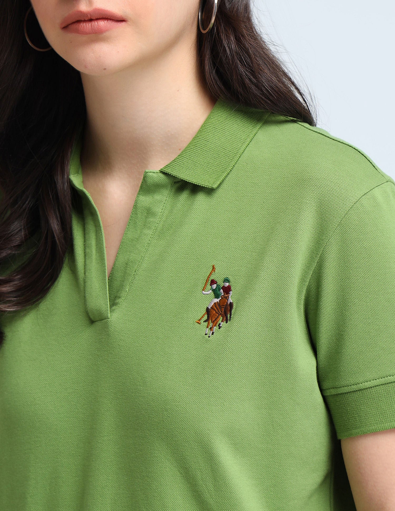 Open Placket Relaxed Polo Shirt Green - U.S. POLO ASSN. | Large