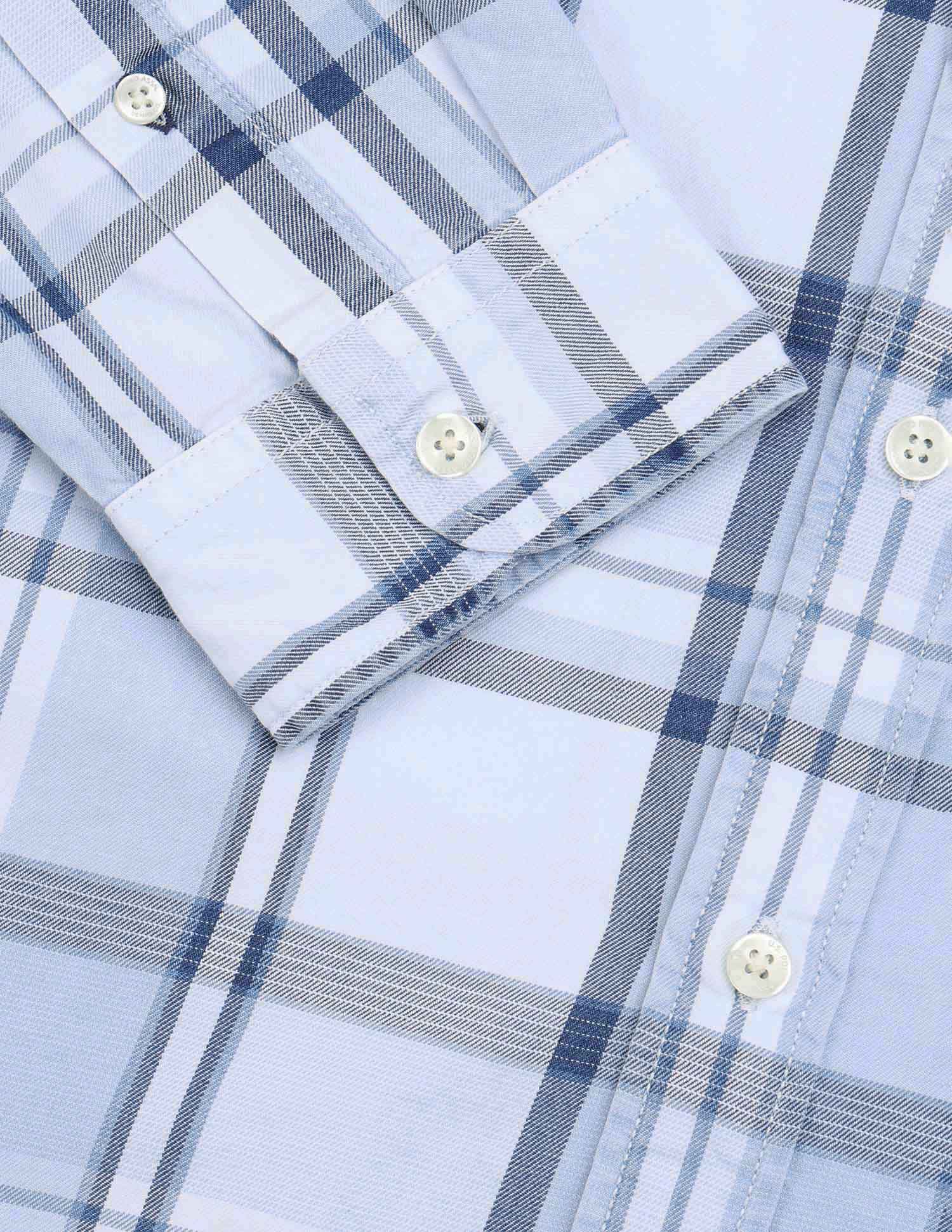 Twill Plaid Checked Shirt Light Indigo - U.S. Polo Assn. India | Large