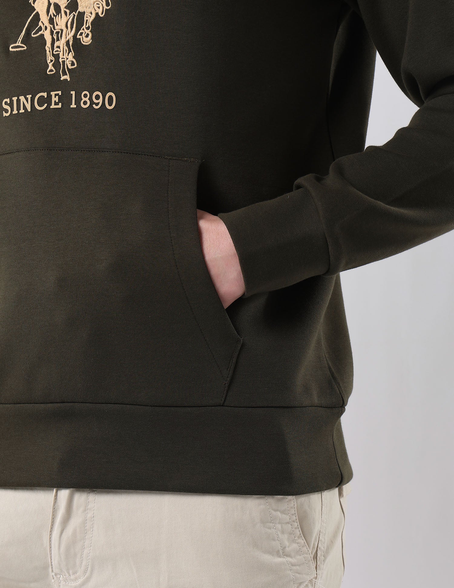 Brand Embroidered Hooded Sweatshirt Olive - U.S. POLO ASSN. | Large