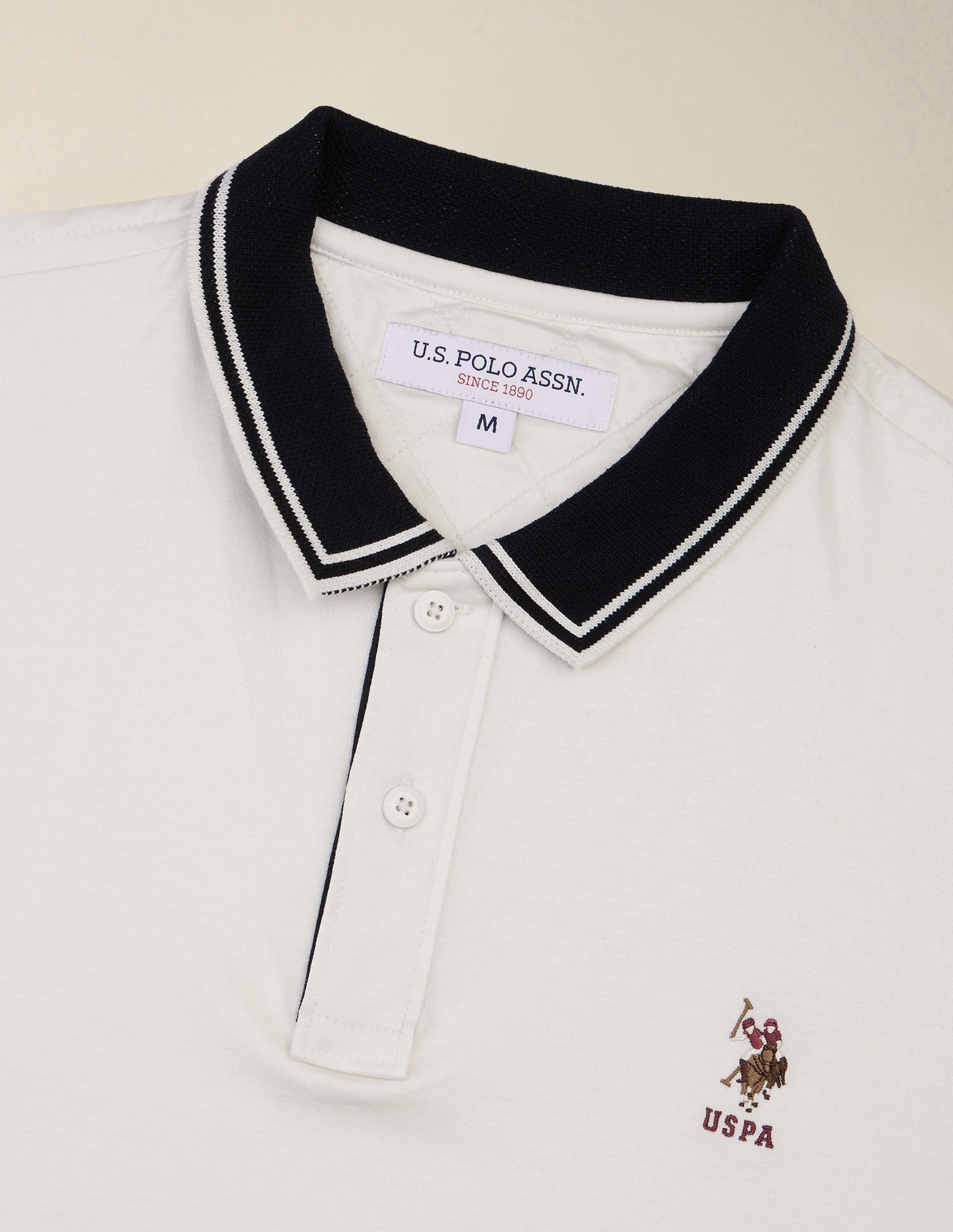 Solid Slim Fit Polo Shirt Off White - U.S. Polo Assn. India | Large