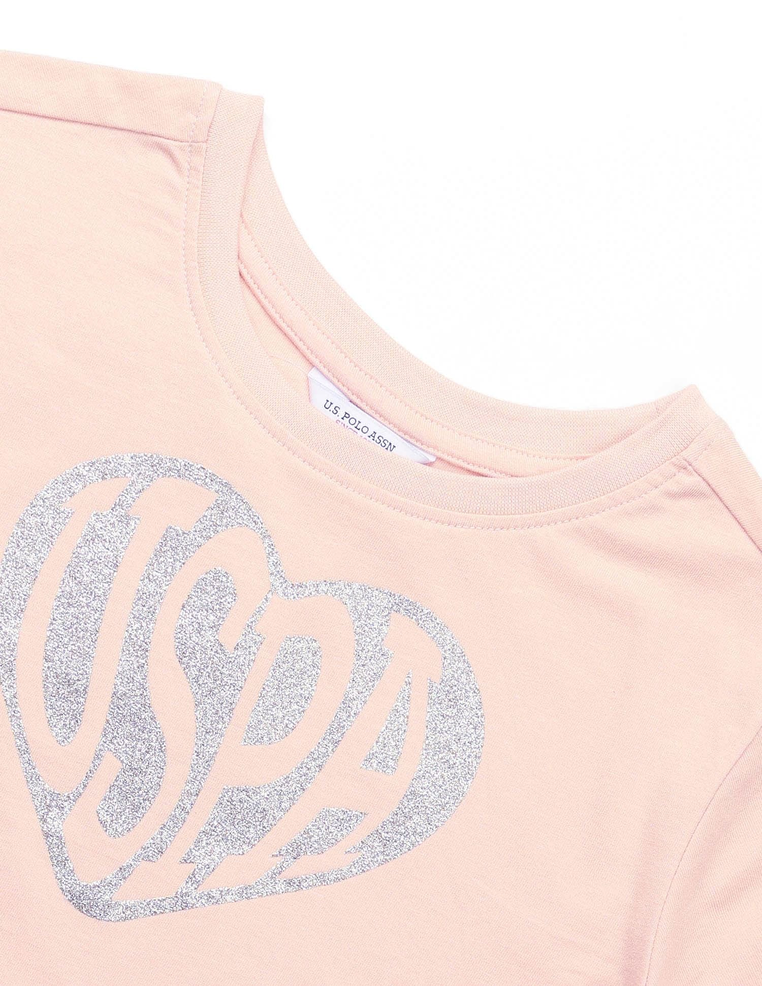 Girls Brand Printed Relaxed Fit T-Shirt Beige - U.S. POLO ASSN. | Large