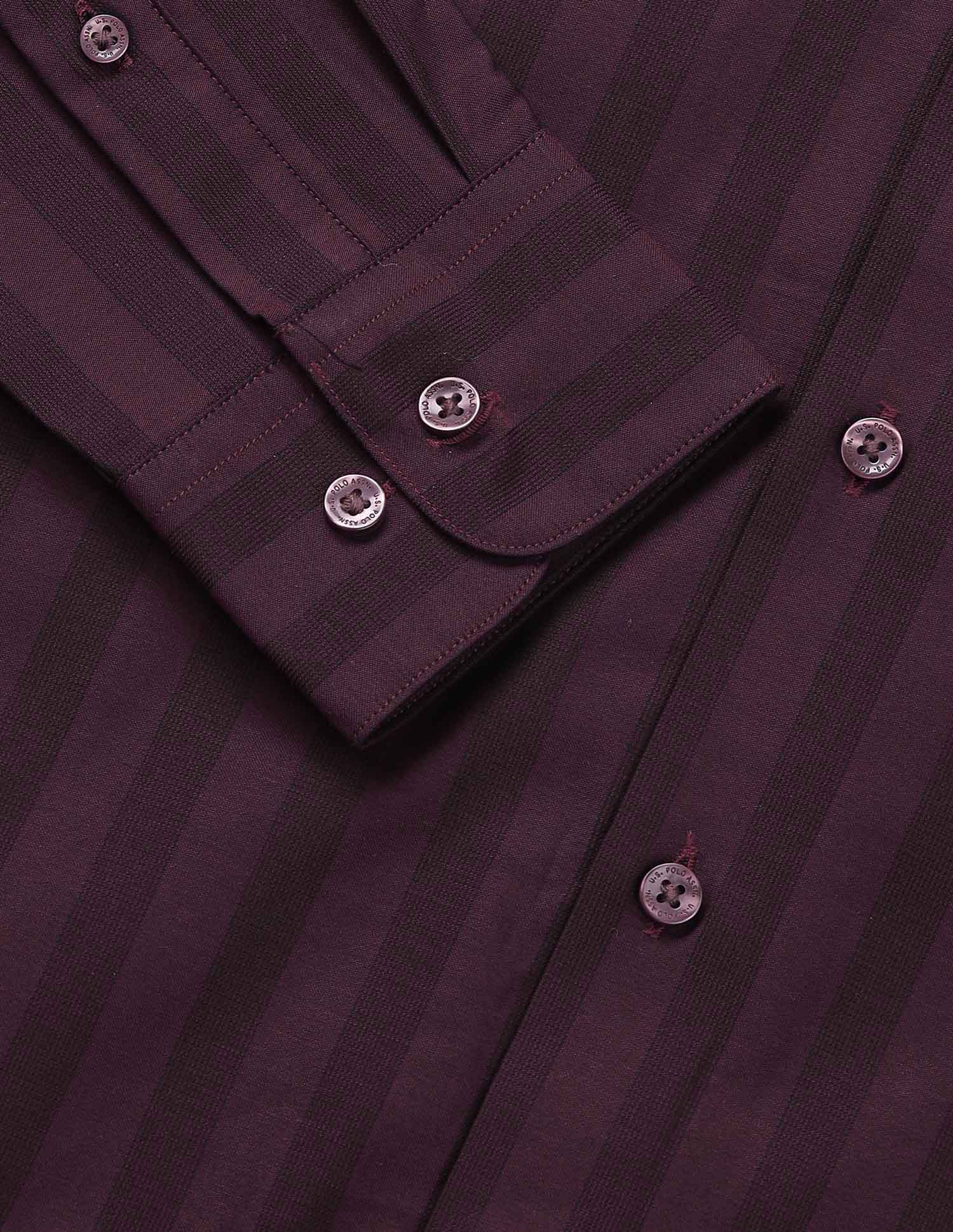 Vertical Striped Satin Shirt Burgundy - U.S. Polo Assn. India | Large