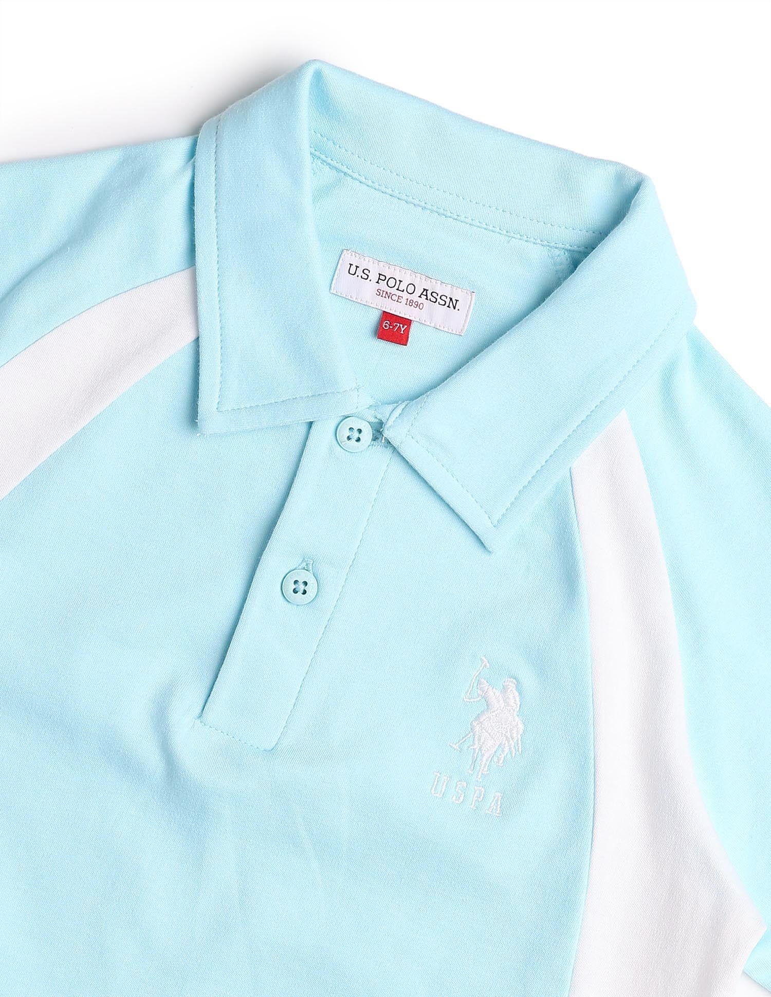 Boys Colourblocked Regular Fit Polo Shirt Light Blue - U.S. POLO ASSN. | Large