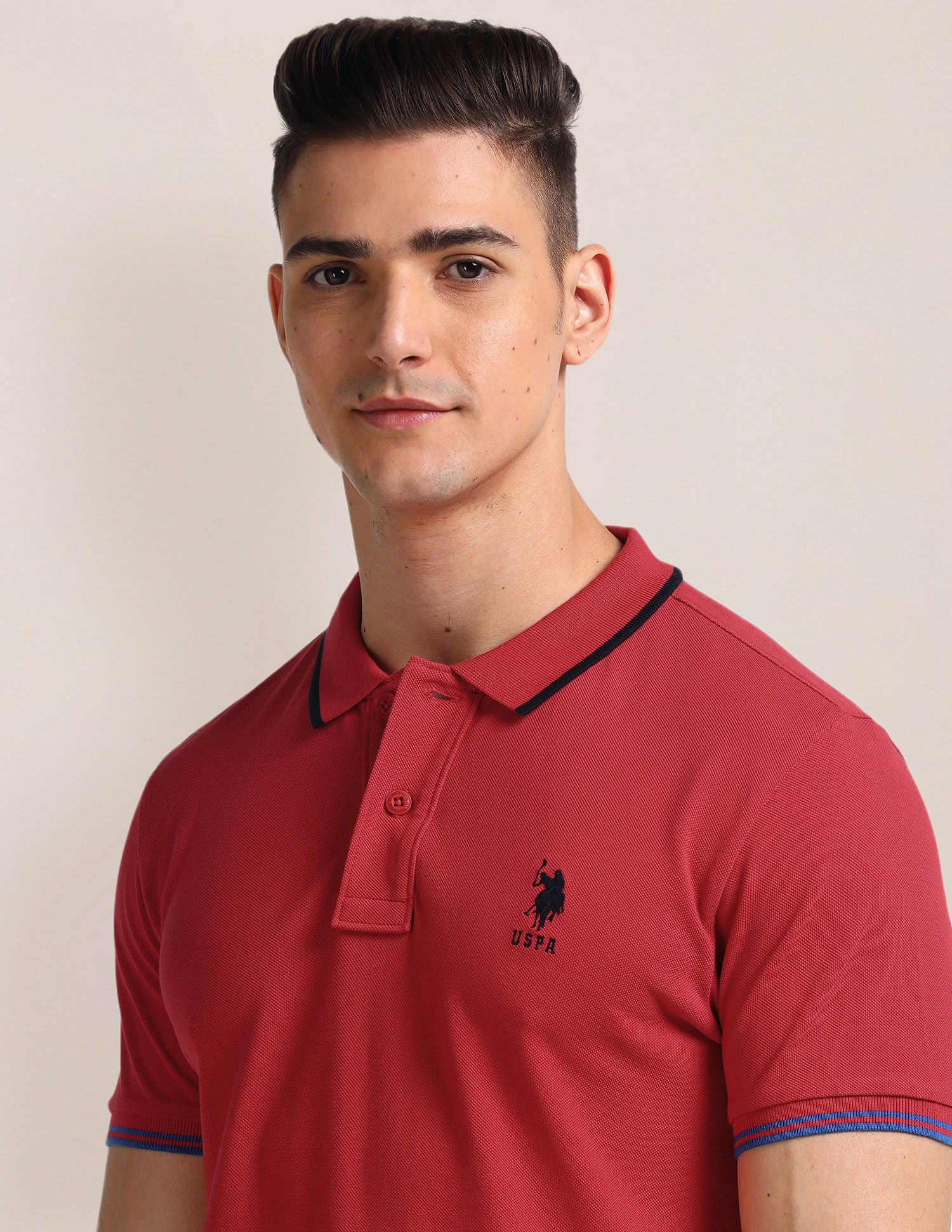 Solid Slim Fit Polo Shirt Red - U.S. Polo Assn. India | Large