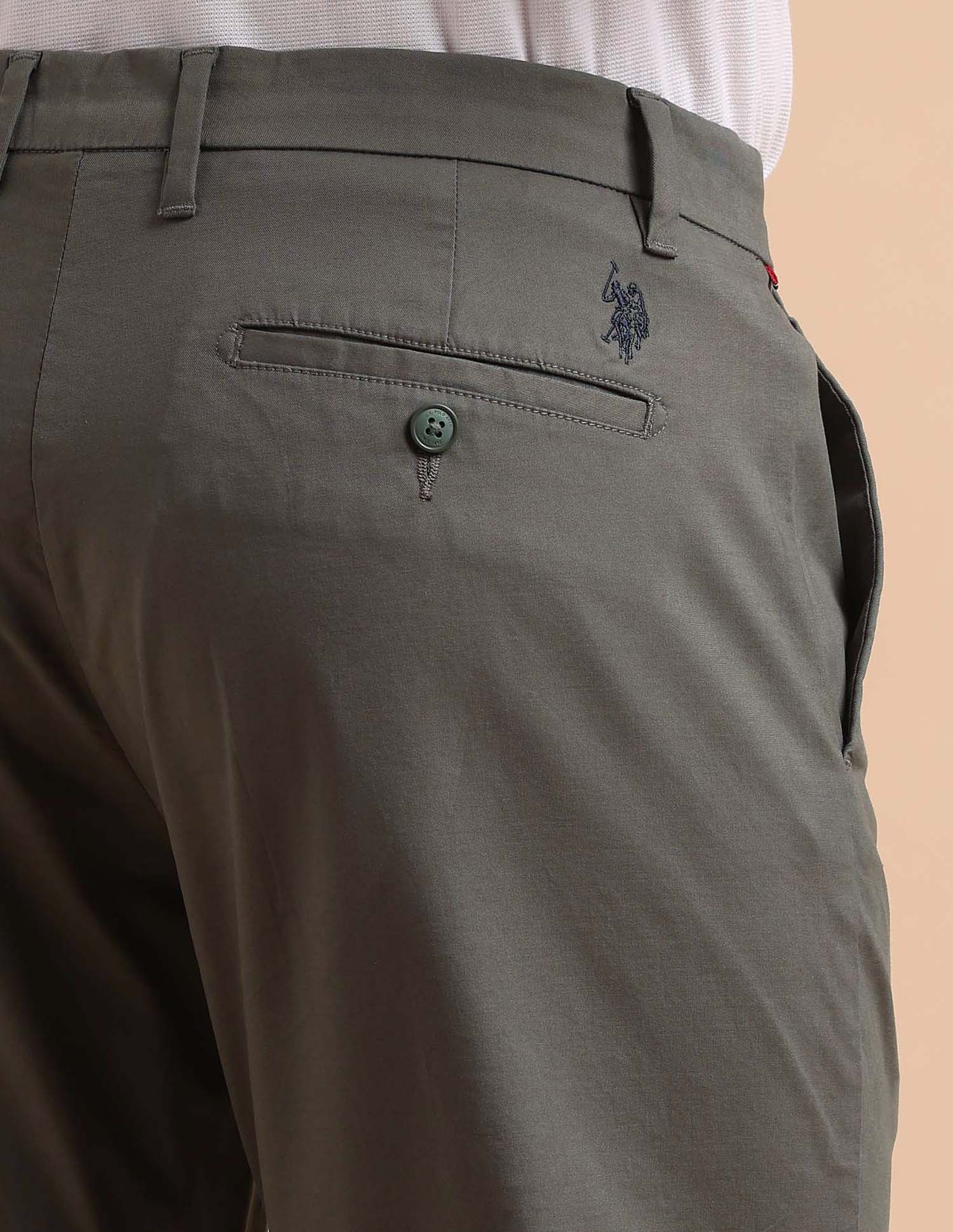 Satin Slim Fit Trousers Light Olive - U.S. POLO ASSN. | Large