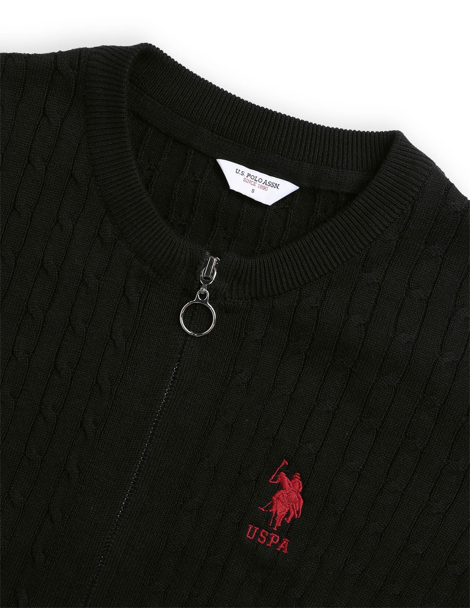 Cable Knit Regular Fit Sweater Black - U.S. POLO ASSN. | Large