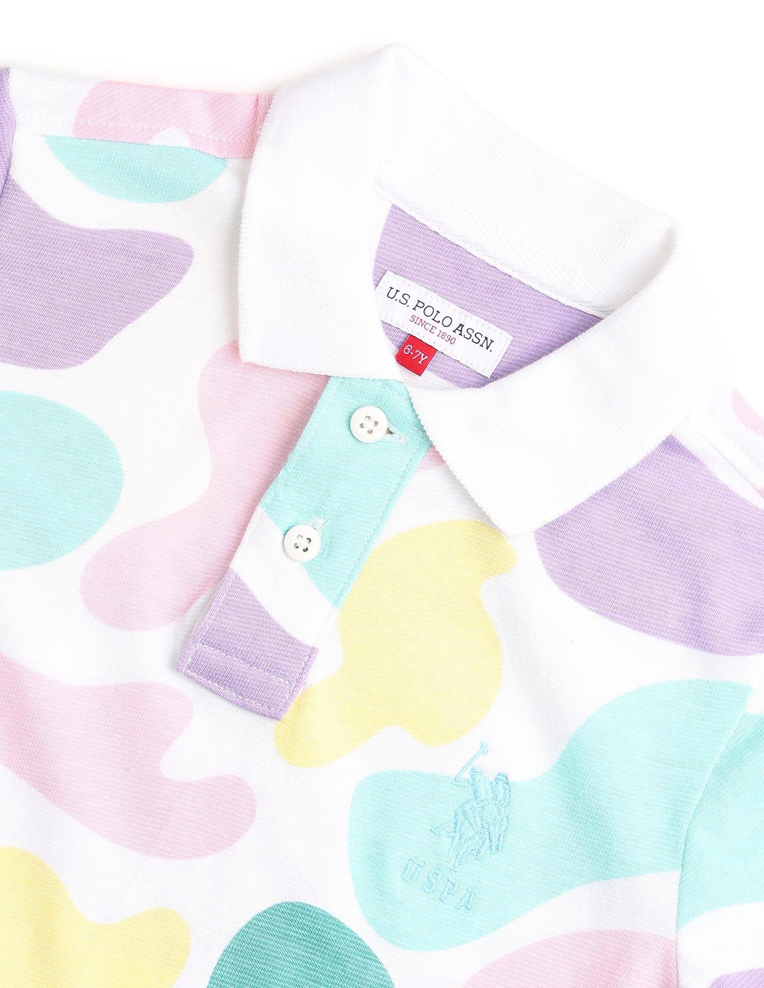 Boys Abstract Printed Regular Fit Polo Shirt Multi - U.S. POLO ASSN. | Large