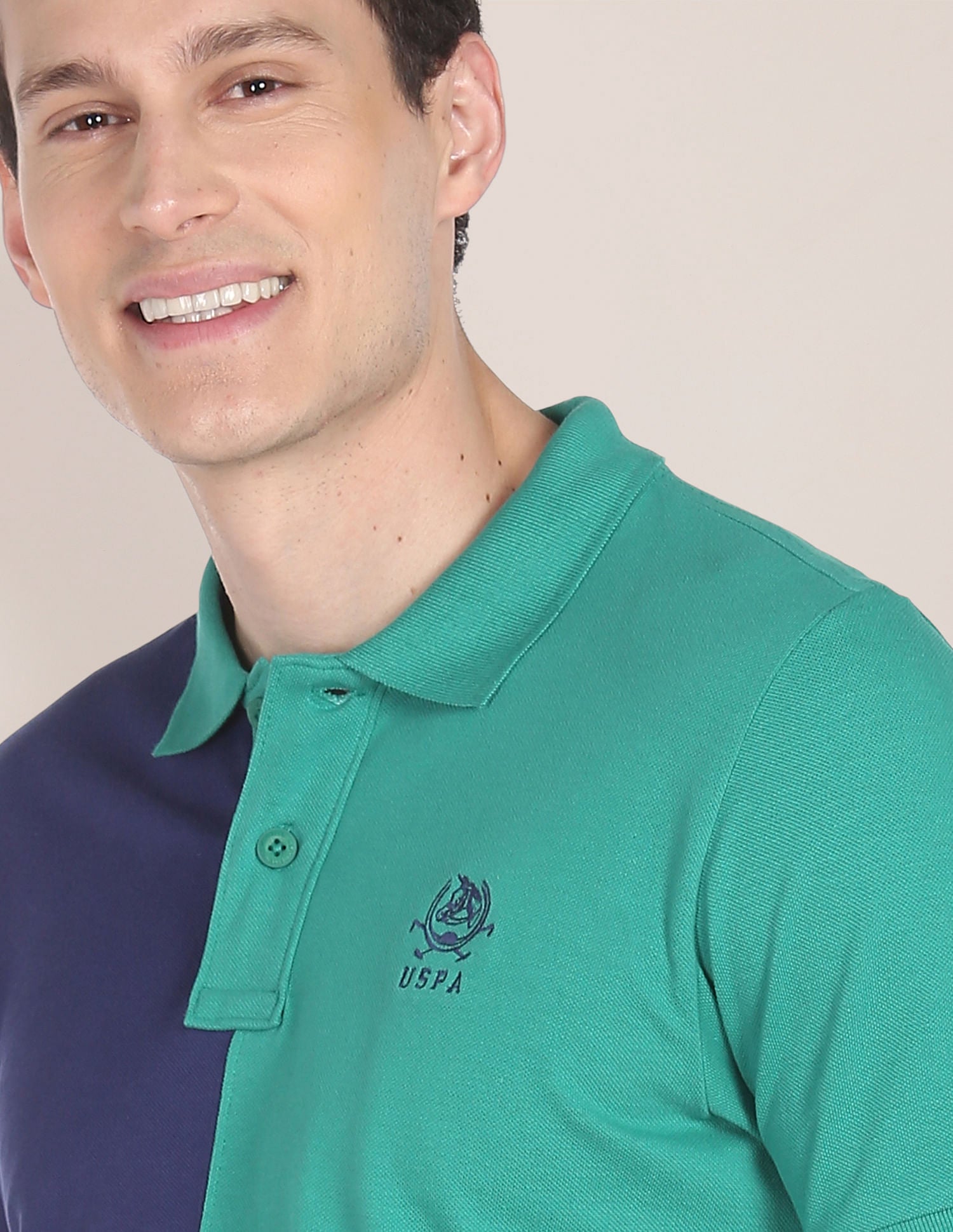Brand Print Cotton Polo Shirt Green - U.S. Polo Assn. India | Large