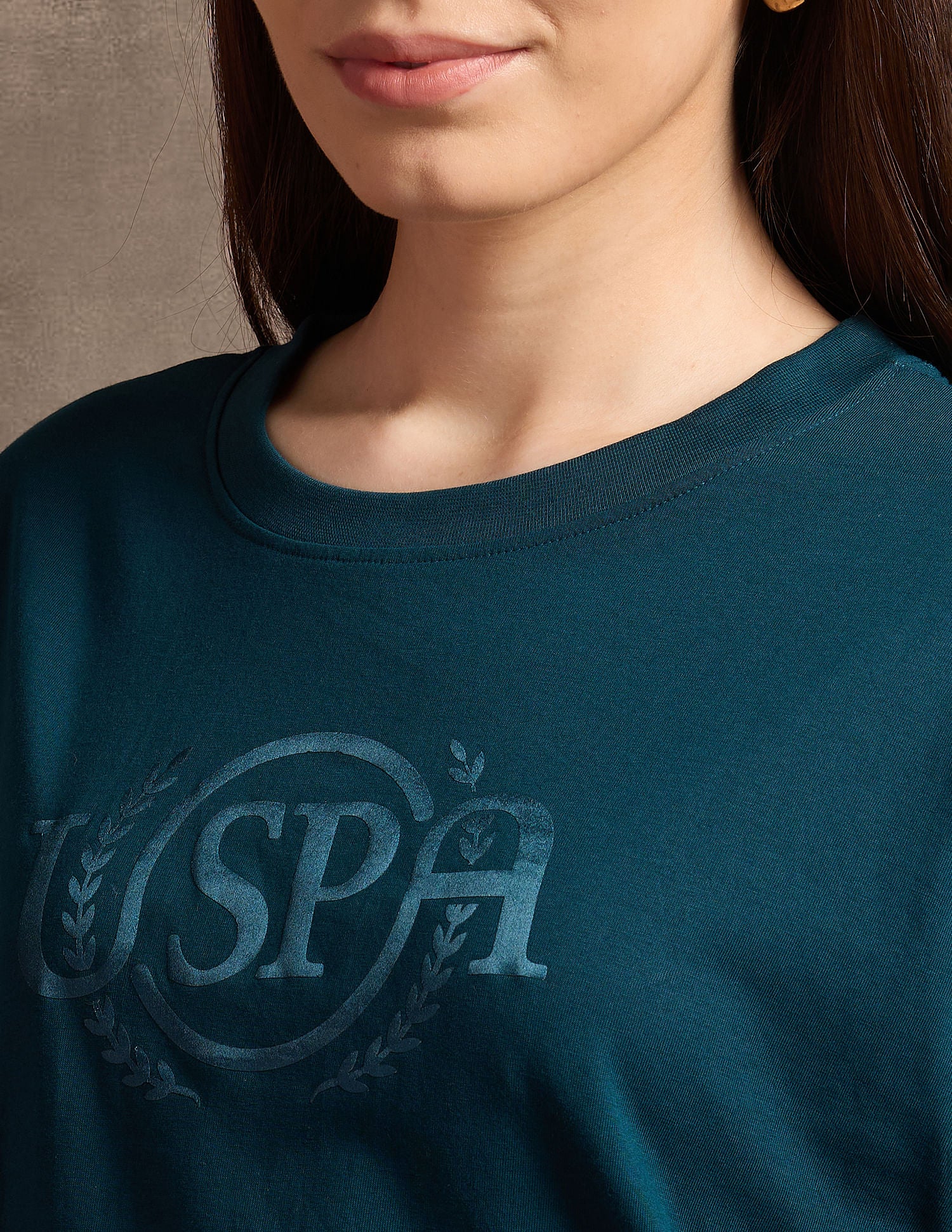 Drop Shoulder Satin Flock T-Shirt Teal - U.S. POLO ASSN. | Large