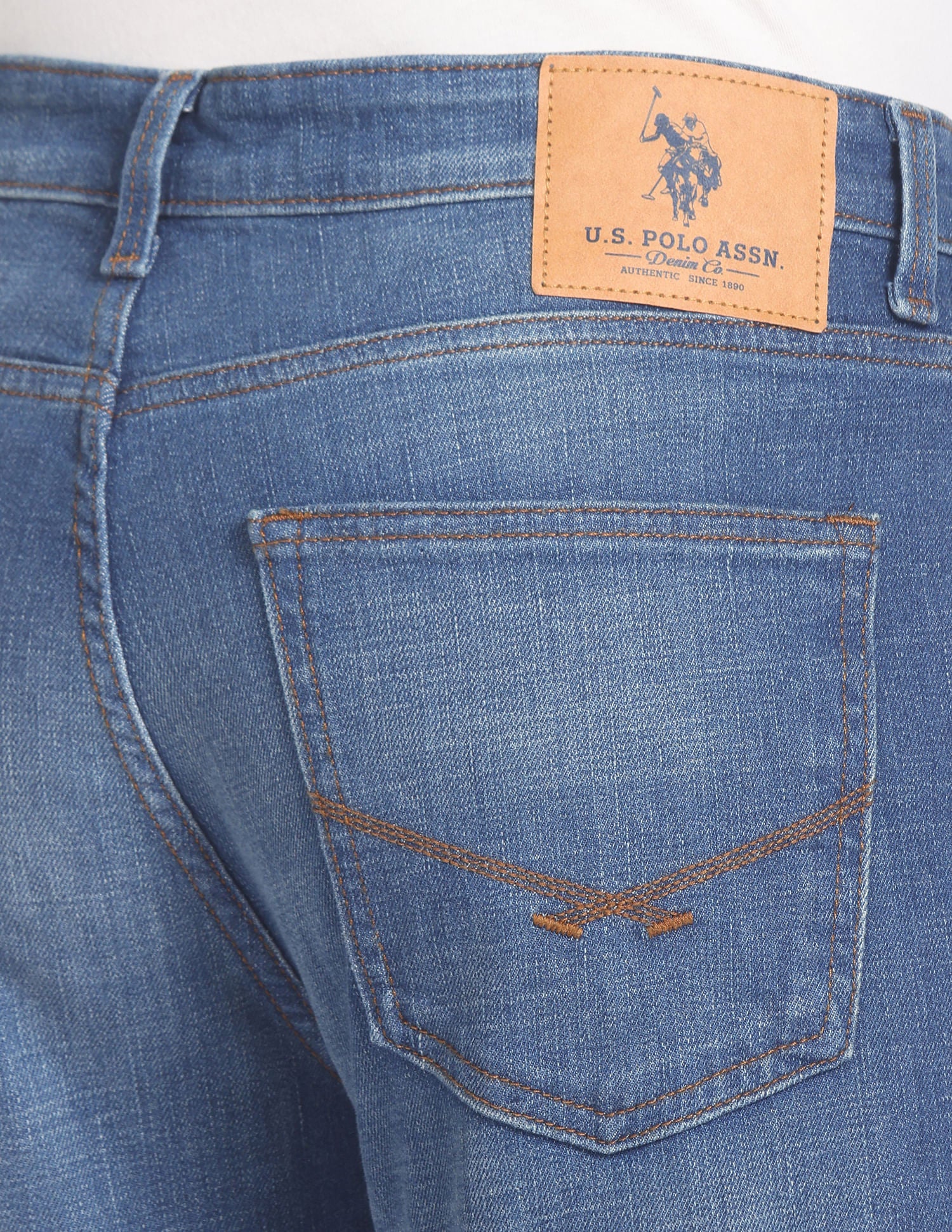 Slim Straight Fit Mid Wash Jeans Blue - U.S. Polo Assn. India | Large