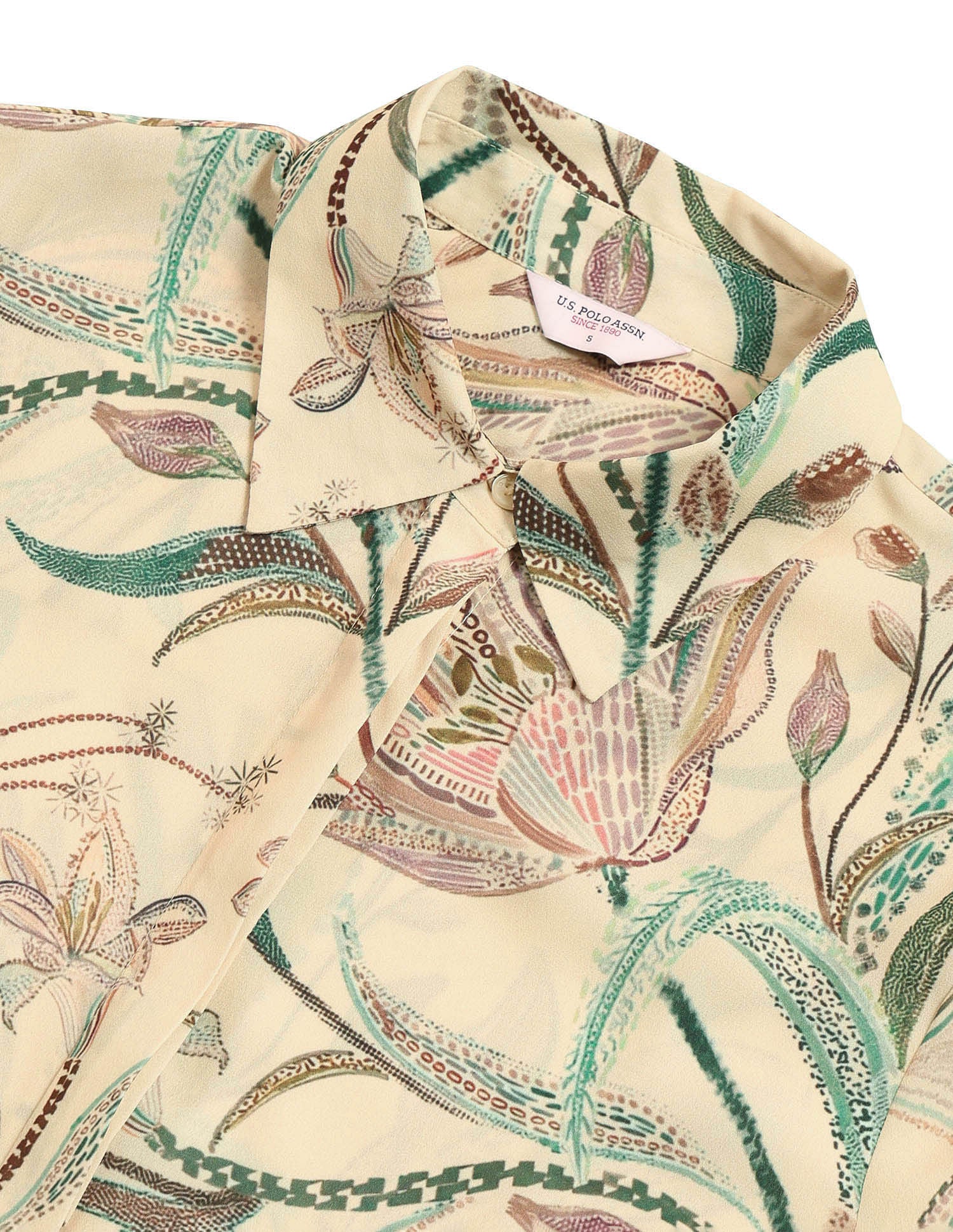 Regular Fit Floral Printed Shirt Cream - U.S. POLO ASSN. | Large