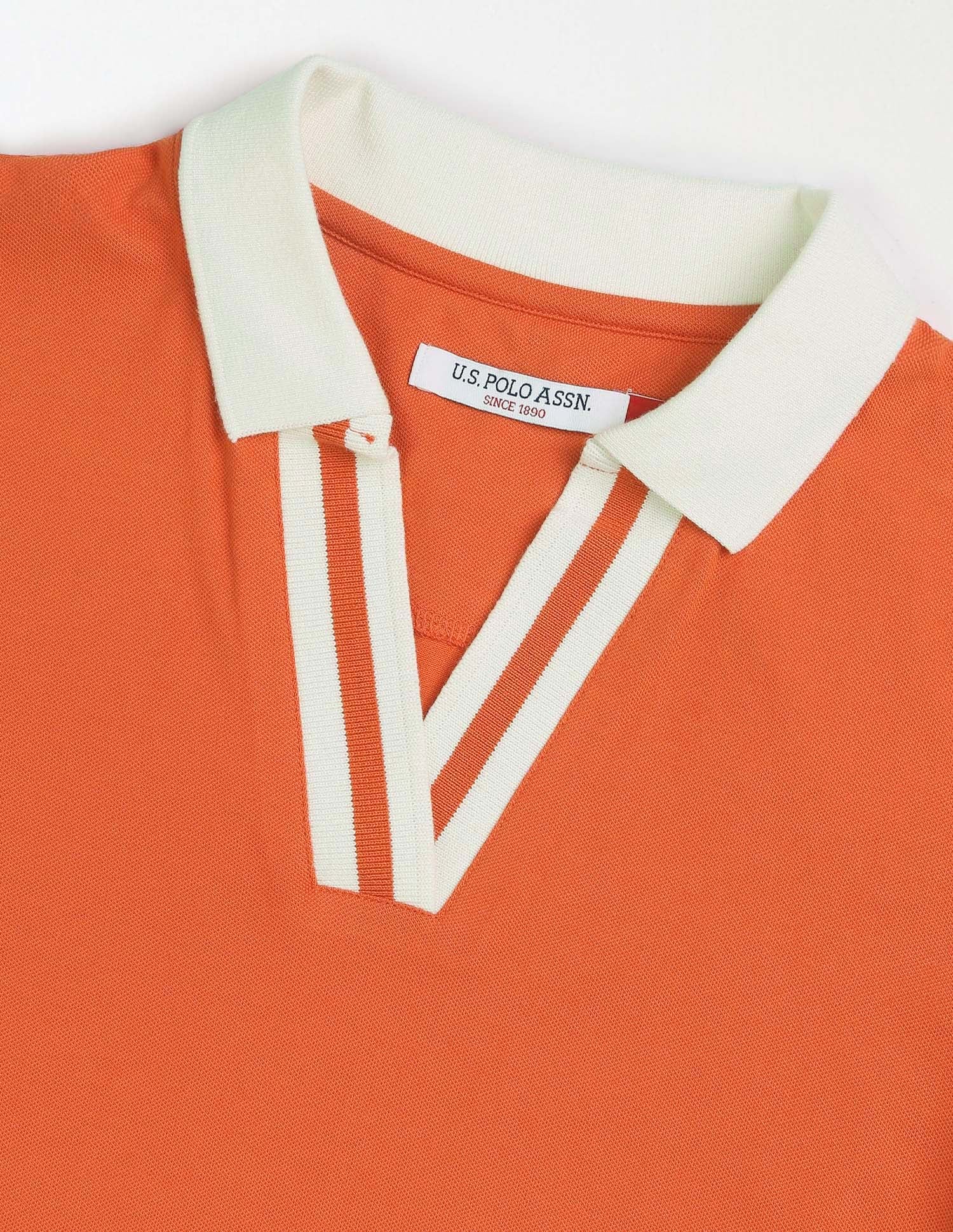Regular Fit Solid Polo Shirt Dark Orange - U.S. Polo Assn. India | Large