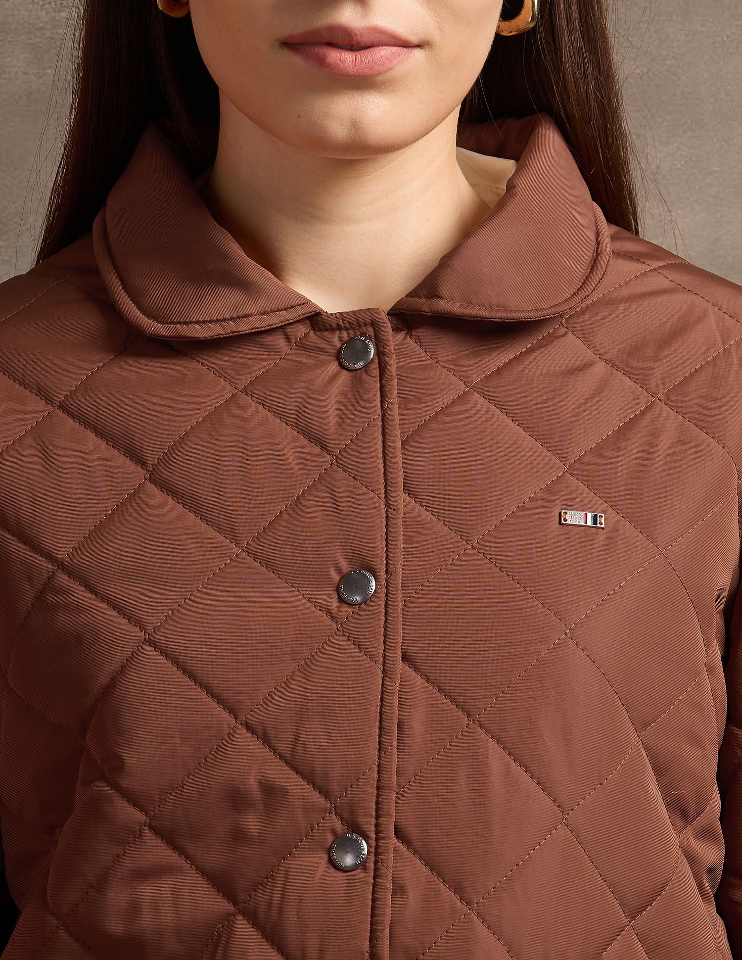 Peter Pan Collar Puffer Jacket Tan - U.S. POLO ASSN. | Large
