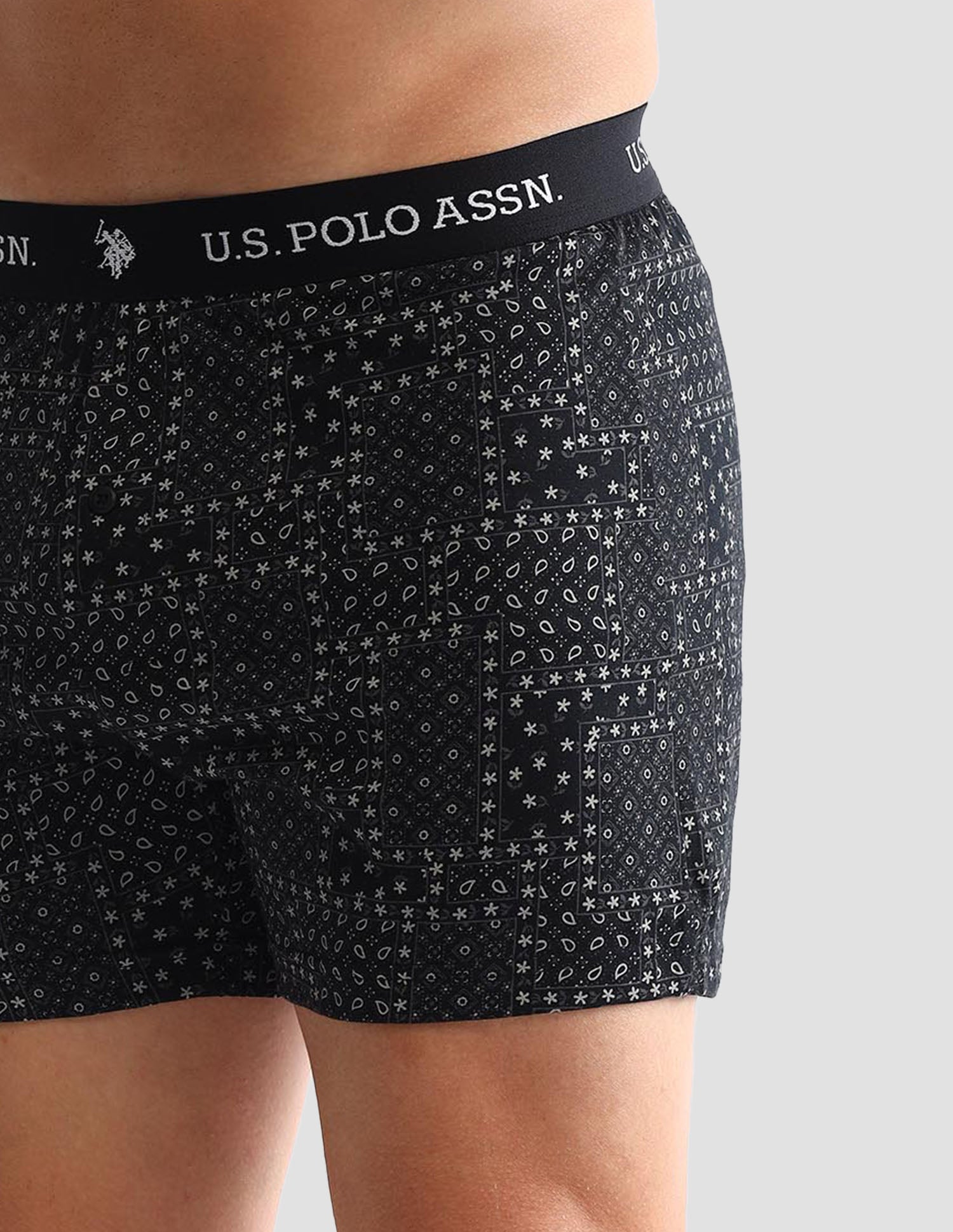 Printed Cotton OEX09 Boxers - Pack Of 2 Navy and Black - U.S. POLO ASSN. | Large