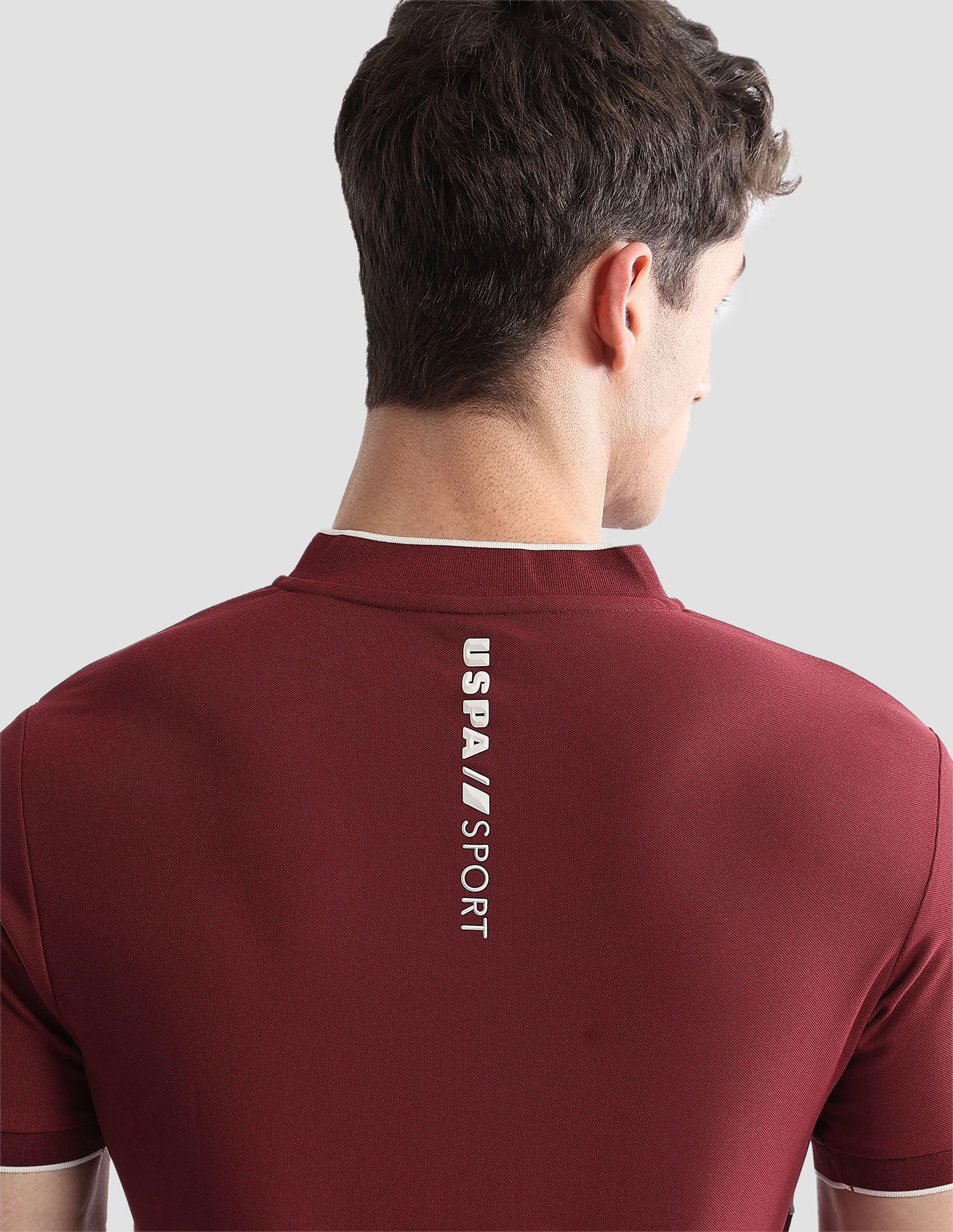 Brand Embossed Regular Fit Active Polo Shirt Maroon - U.S. POLO ASSN. | Large