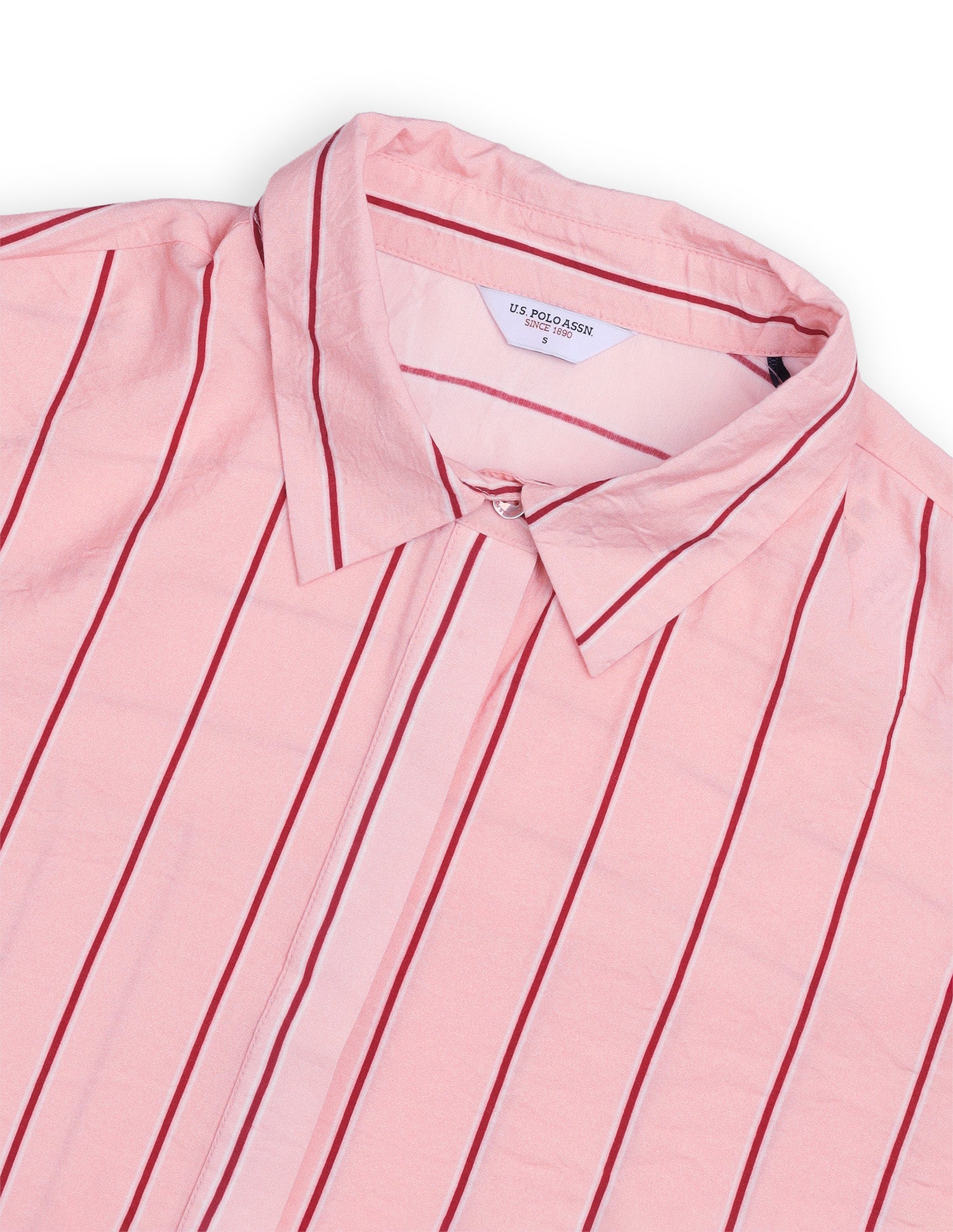 Vertical Striped Boxy Fit Shirt Pink - U.S. Polo Assn. India | Large
