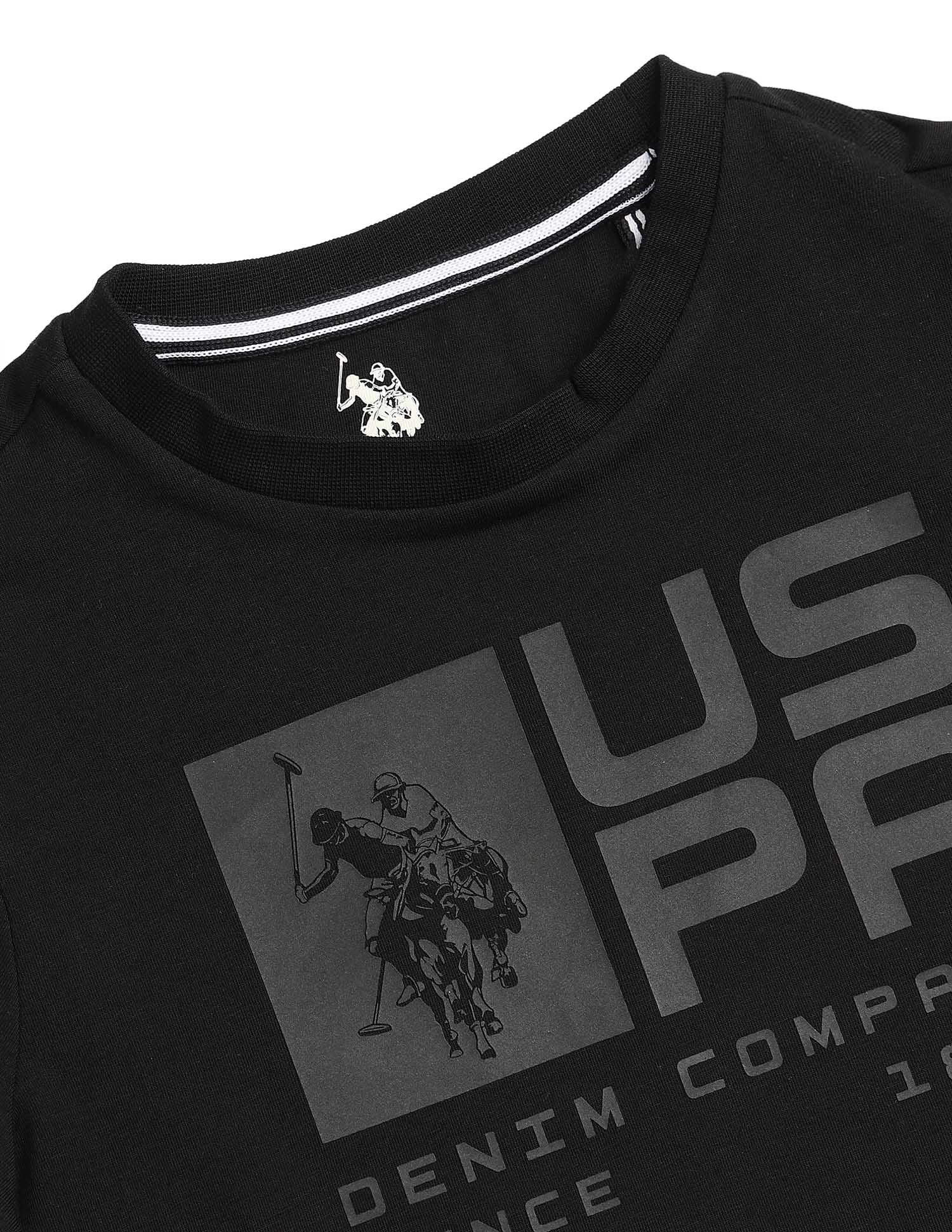 Boys Brand Printed Regular Fit T-Shirt Black - U.S. POLO ASSN. | Large