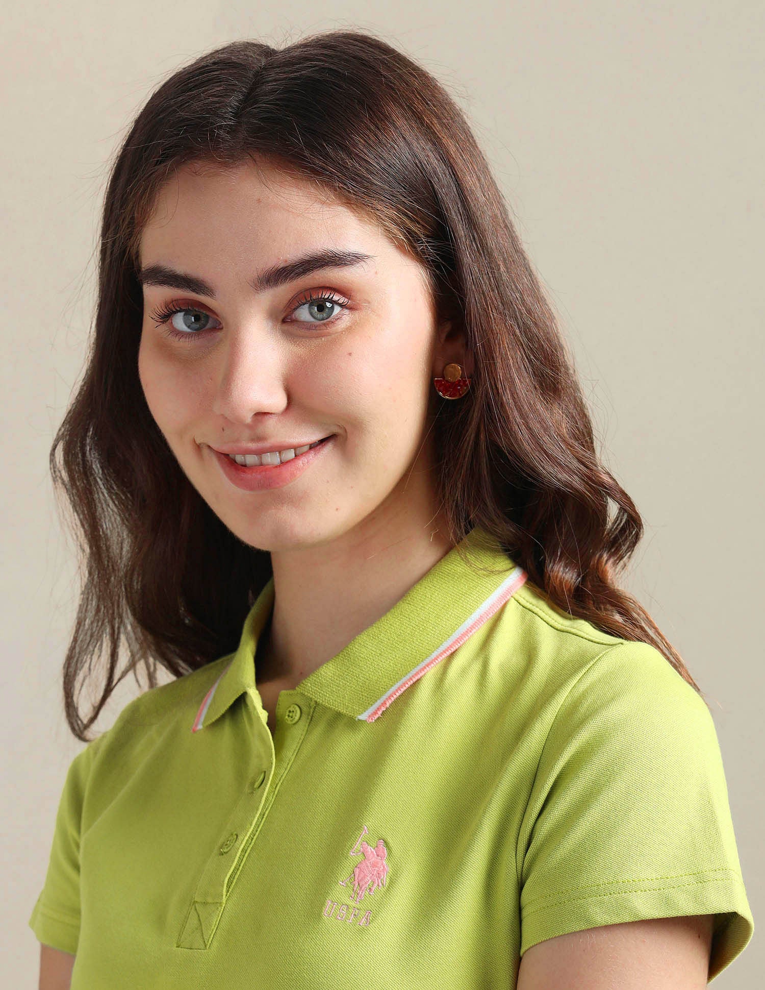 Tipped Collar Cotton Polo Shirt Light Green - U.S. POLO ASSN. | Large