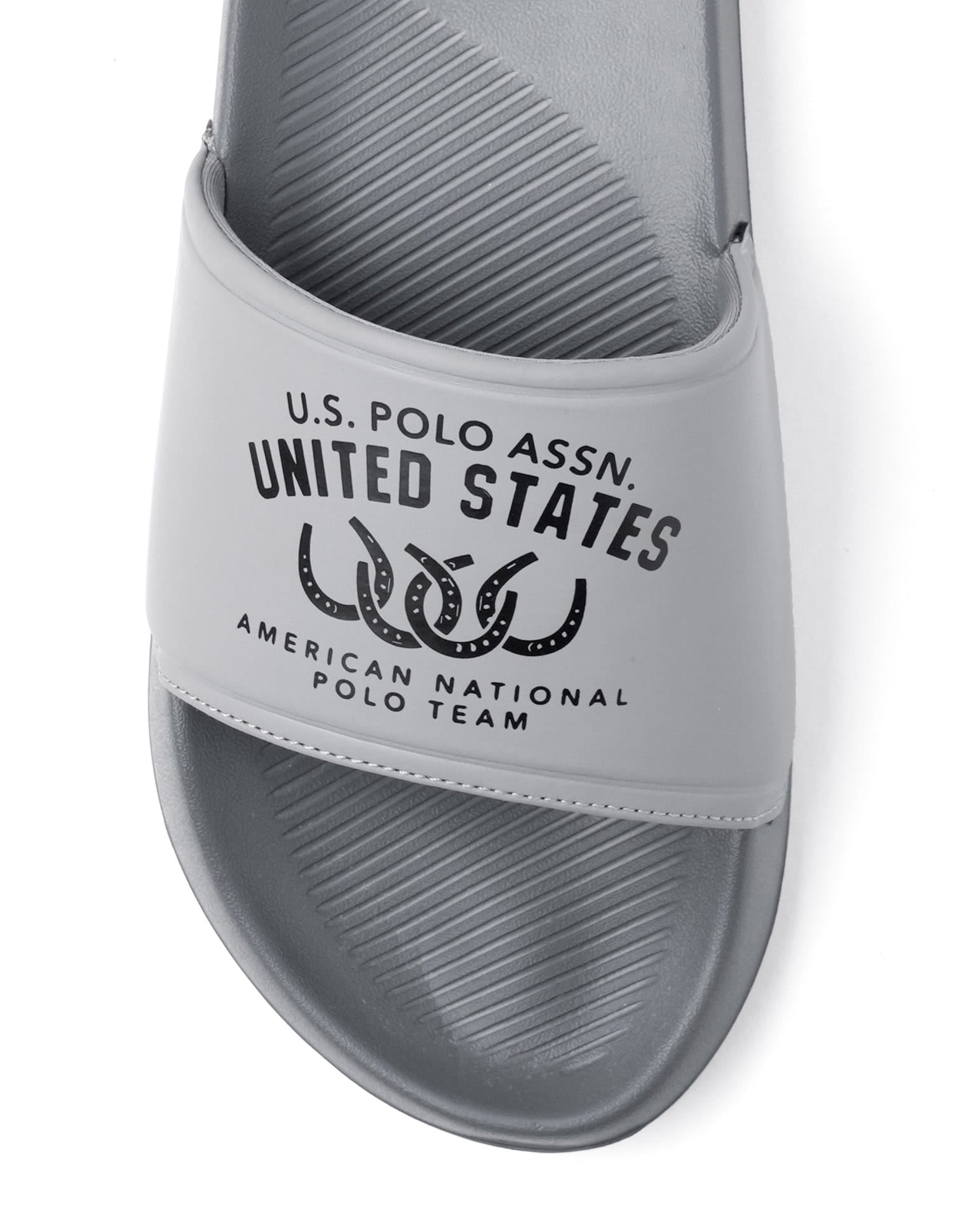 Men Toni Printed Sliders Light Grey - U.S. Polo Assn. India | Large