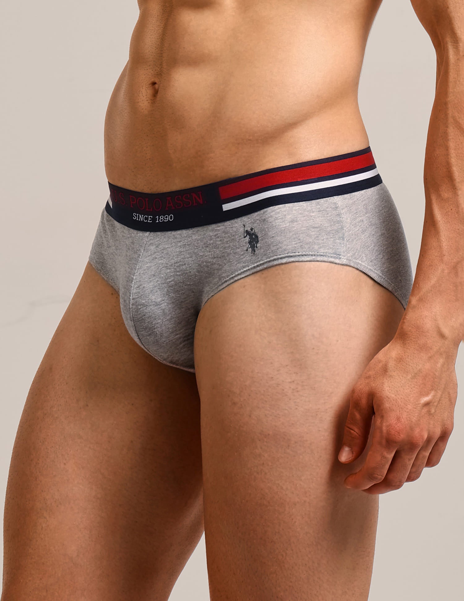Logo Waistband Solid I006-P5 Briefs - Pack Of 5 Multi-colour - U.S. Polo Assn. India | Large