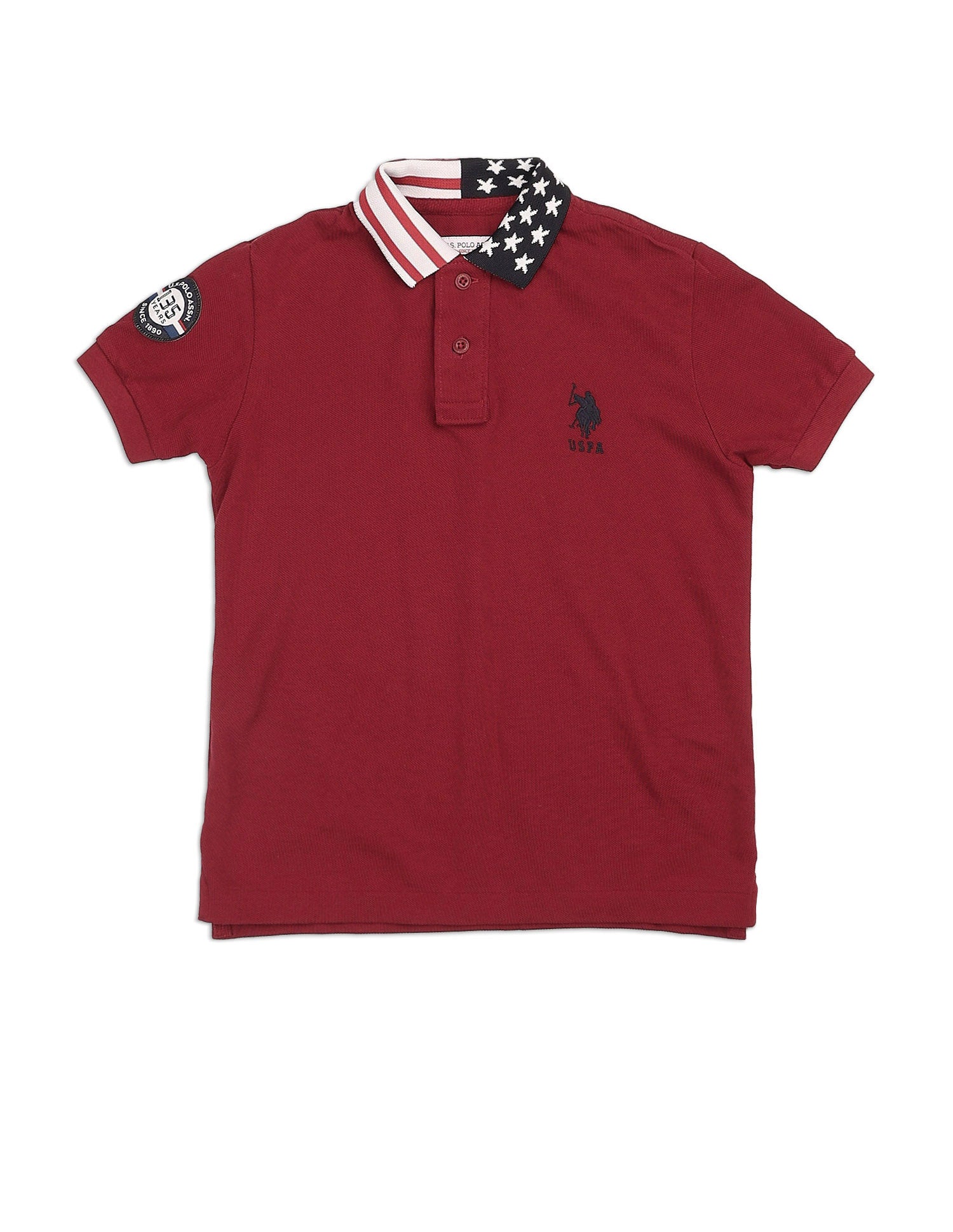 Boys Solid Pure Cotton Polo Shirt Dark Red - U.S. POLO ASSN. | Large