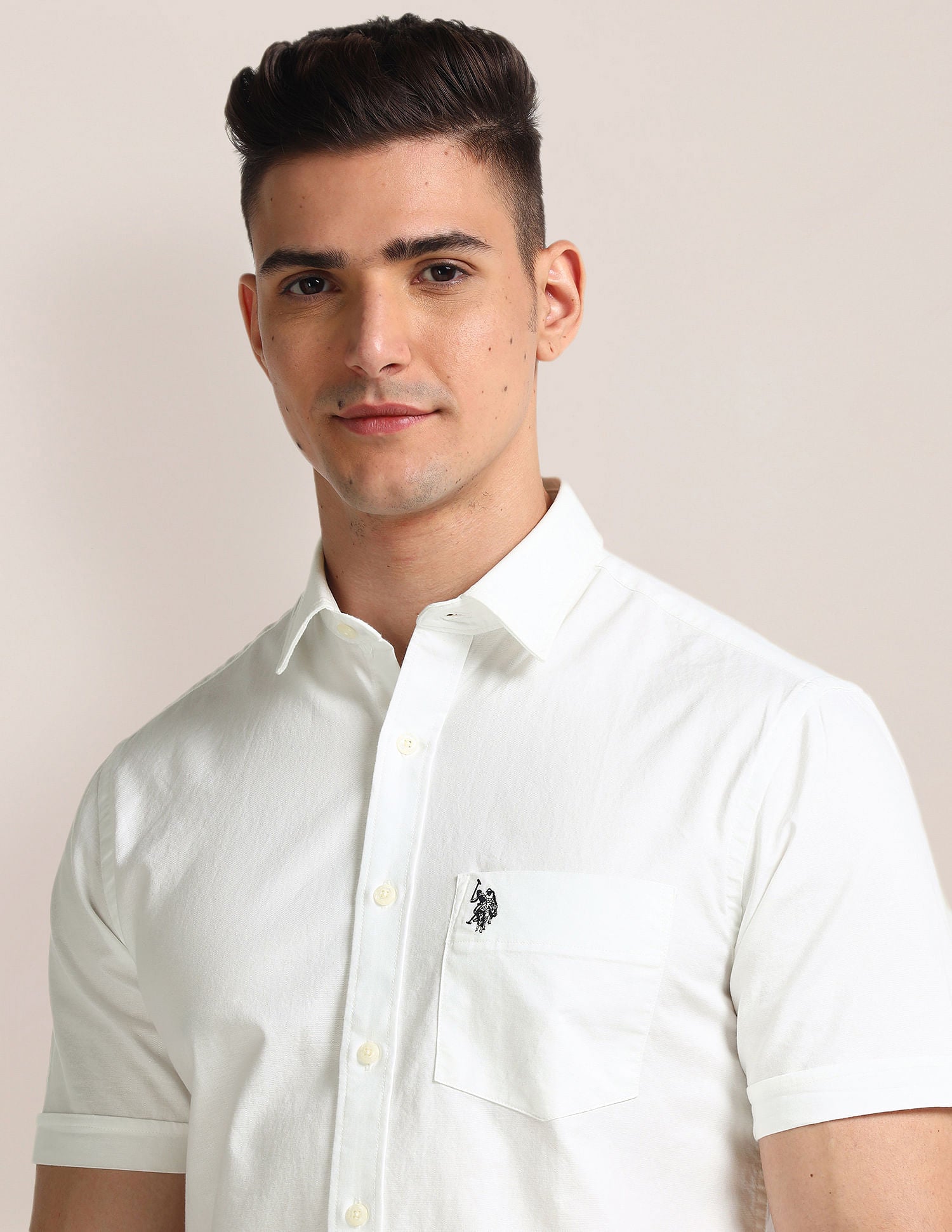 Tailored Regular Fit Solid Shirt White - U.S. POLO ASSN. | Large