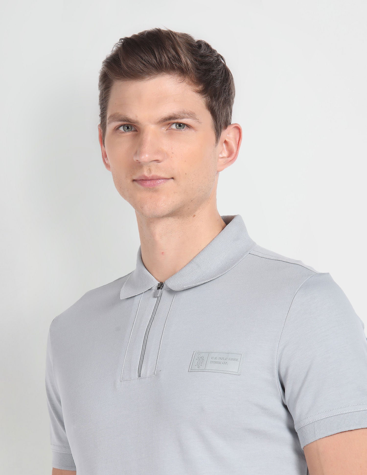 Logo Badge Solid Polo Shirt Grey - U.S. Polo Assn. India | Large