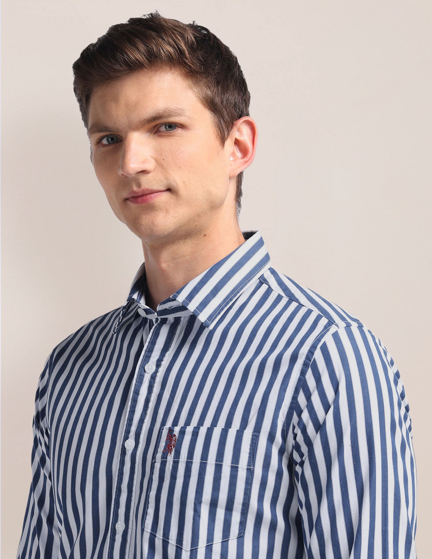 Pure Cotton Stripes Shirt Blue - U.S. Polo Assn. India | Large