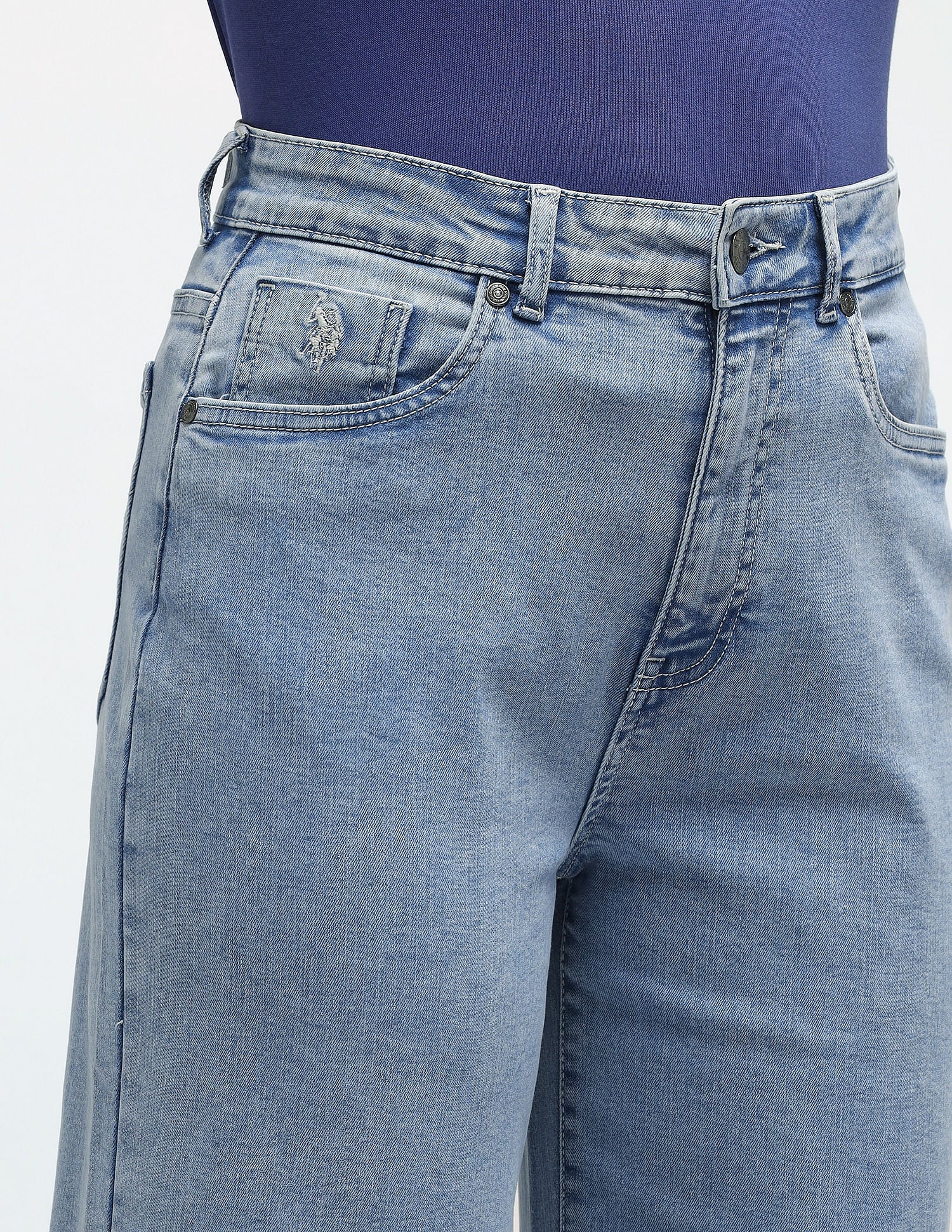 Wideleg High Rise Jeans Blue - U.S. Polo Assn. India | Large