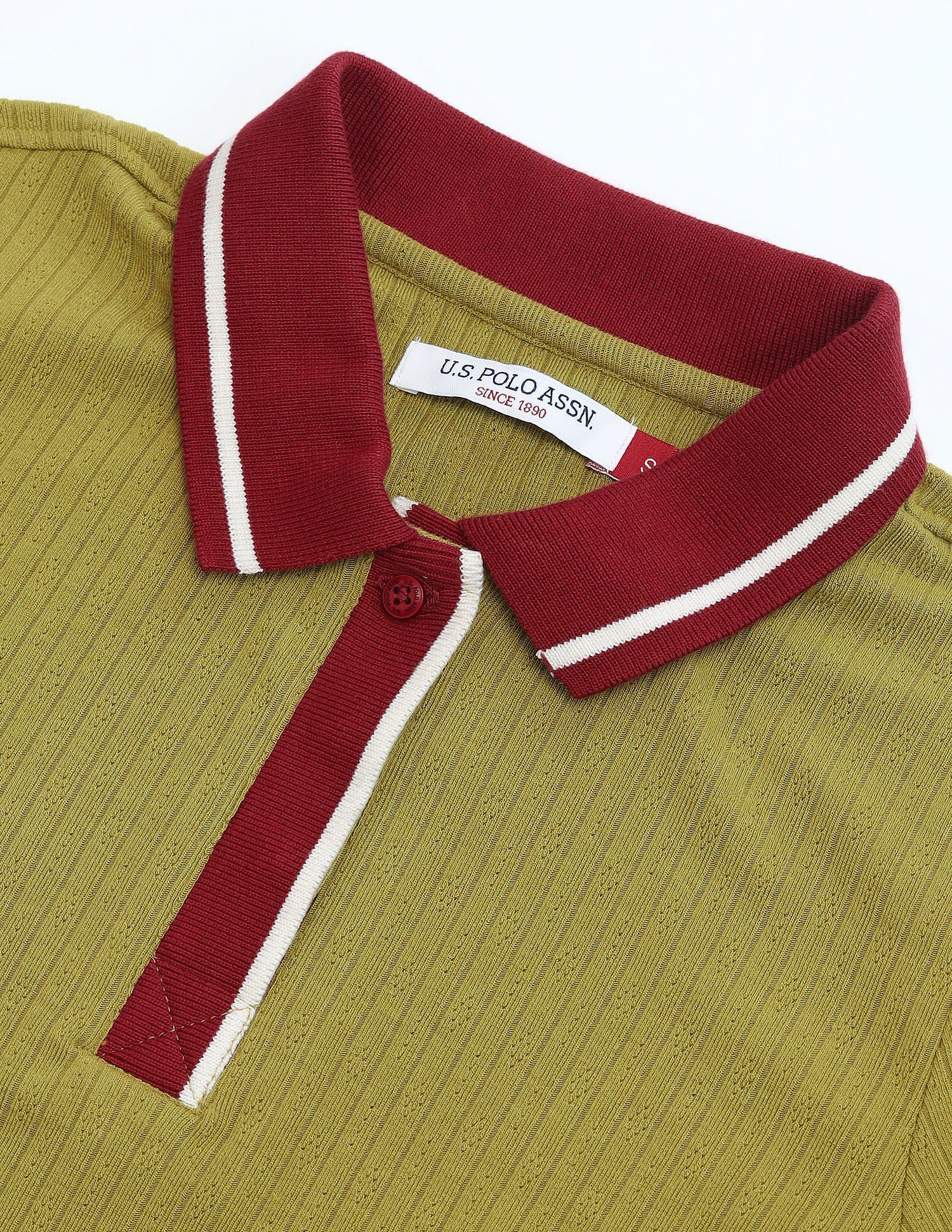 Contrast Collar Regular Polo Shirt Olive - U.S. POLO ASSN. | Large