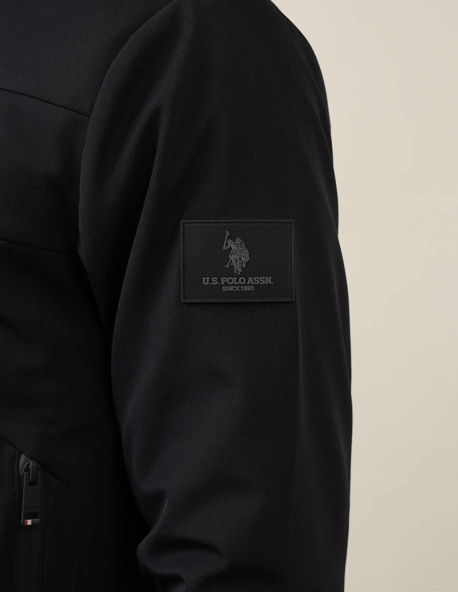 Solid Regular Fit Jacket Black - U.S. Polo Assn. India | Large