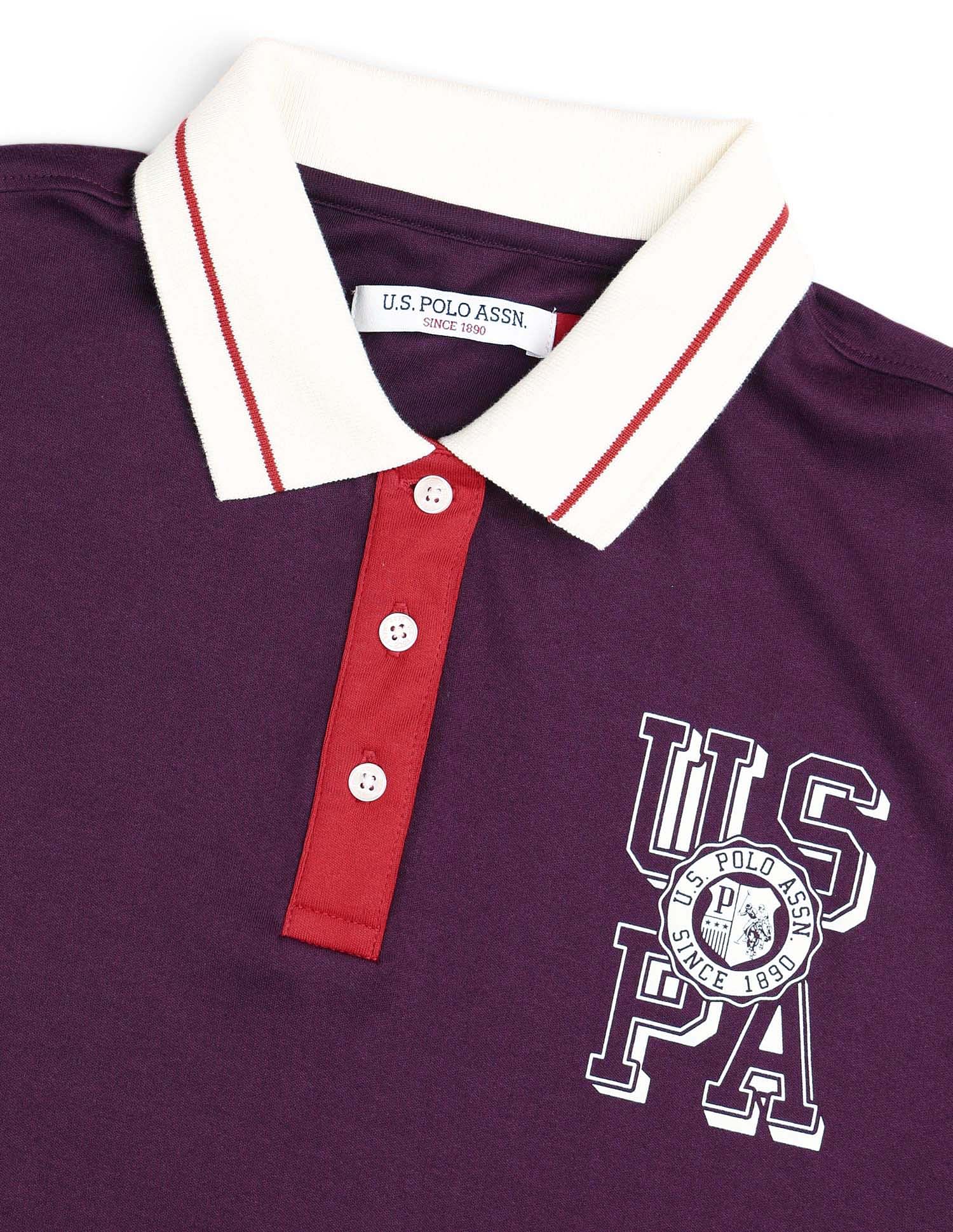 Oversized Fit Solid Polo Shirt Wine - U.S. POLO ASSN. | Large