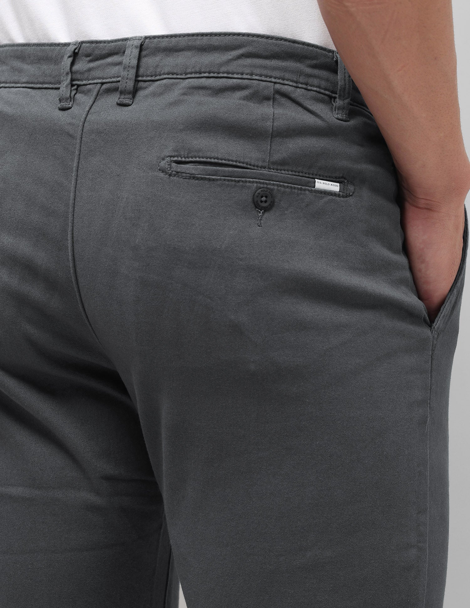 Slim Tapered Fit Twill Trousers Dark Grey - U.S. Polo Assn. India | Large