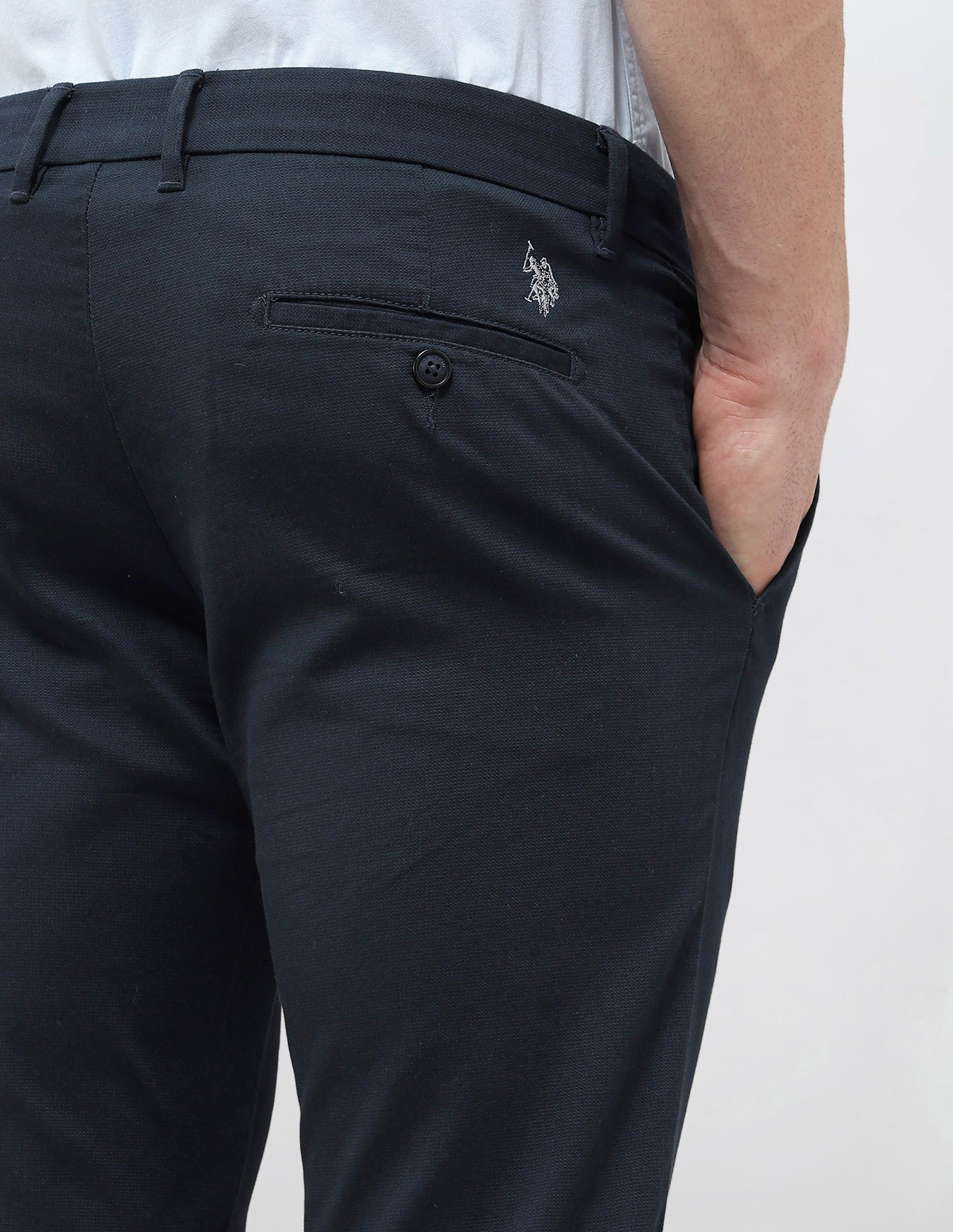 Slim Fit Dobby Trousers Navy - U.S. Polo Assn. India | Large