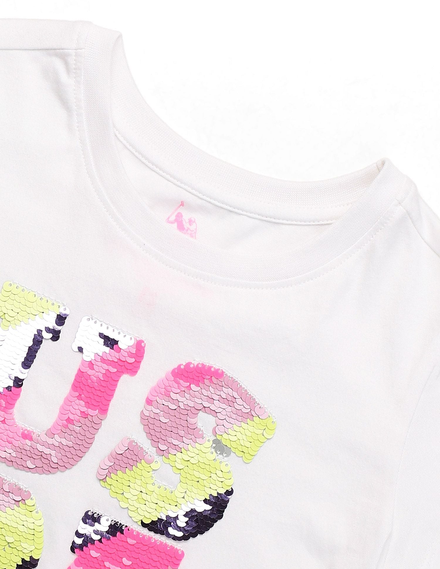 Girls Flip Sequins Regular Fit  T-Shirt White - U.S. POLO ASSN. | Large