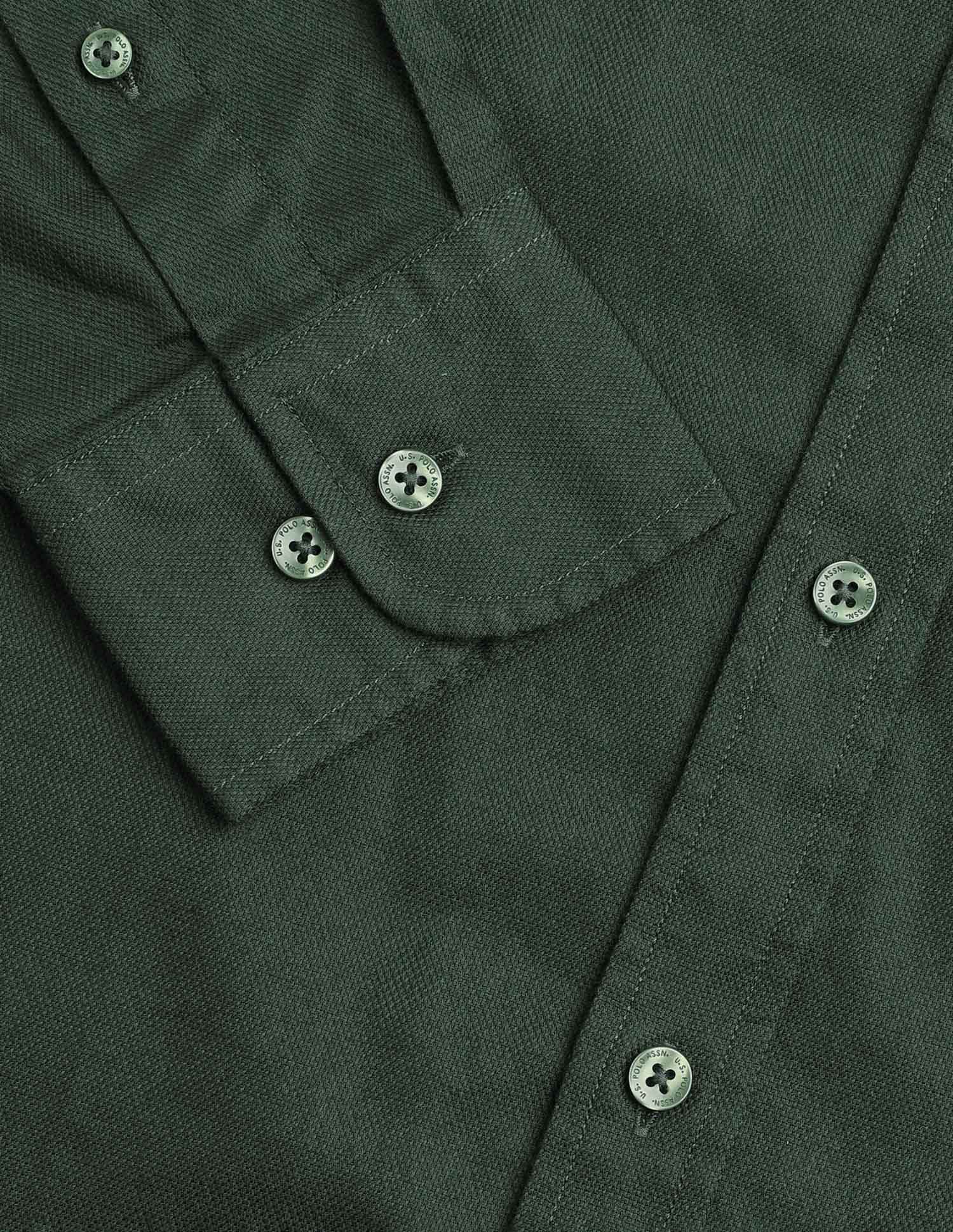 New Port Marina Dobby Shirt Dark Olive - U.S. Polo Assn. India | Large
