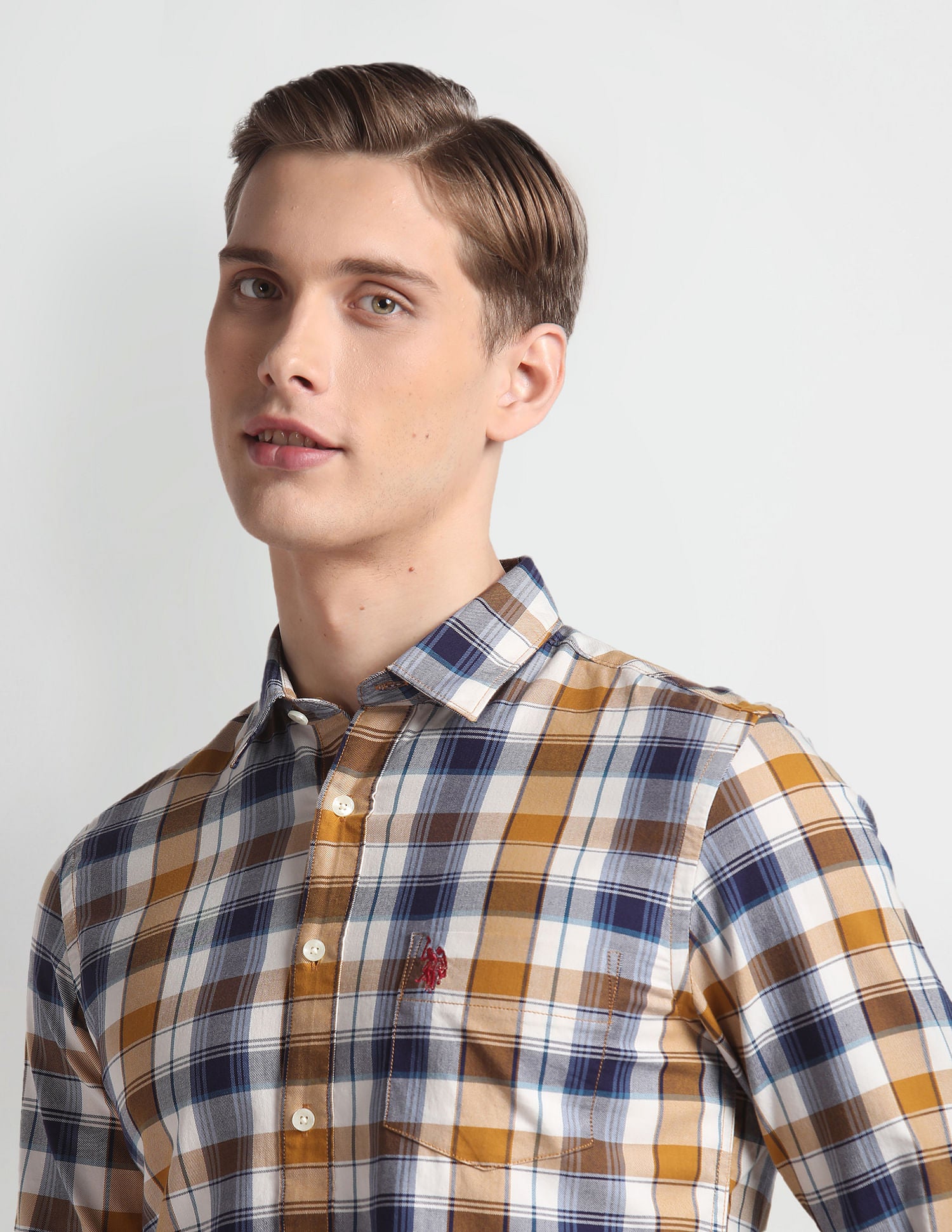 Plaid Check Twill Shirt Orange - U.S. POLO ASSN. | Large