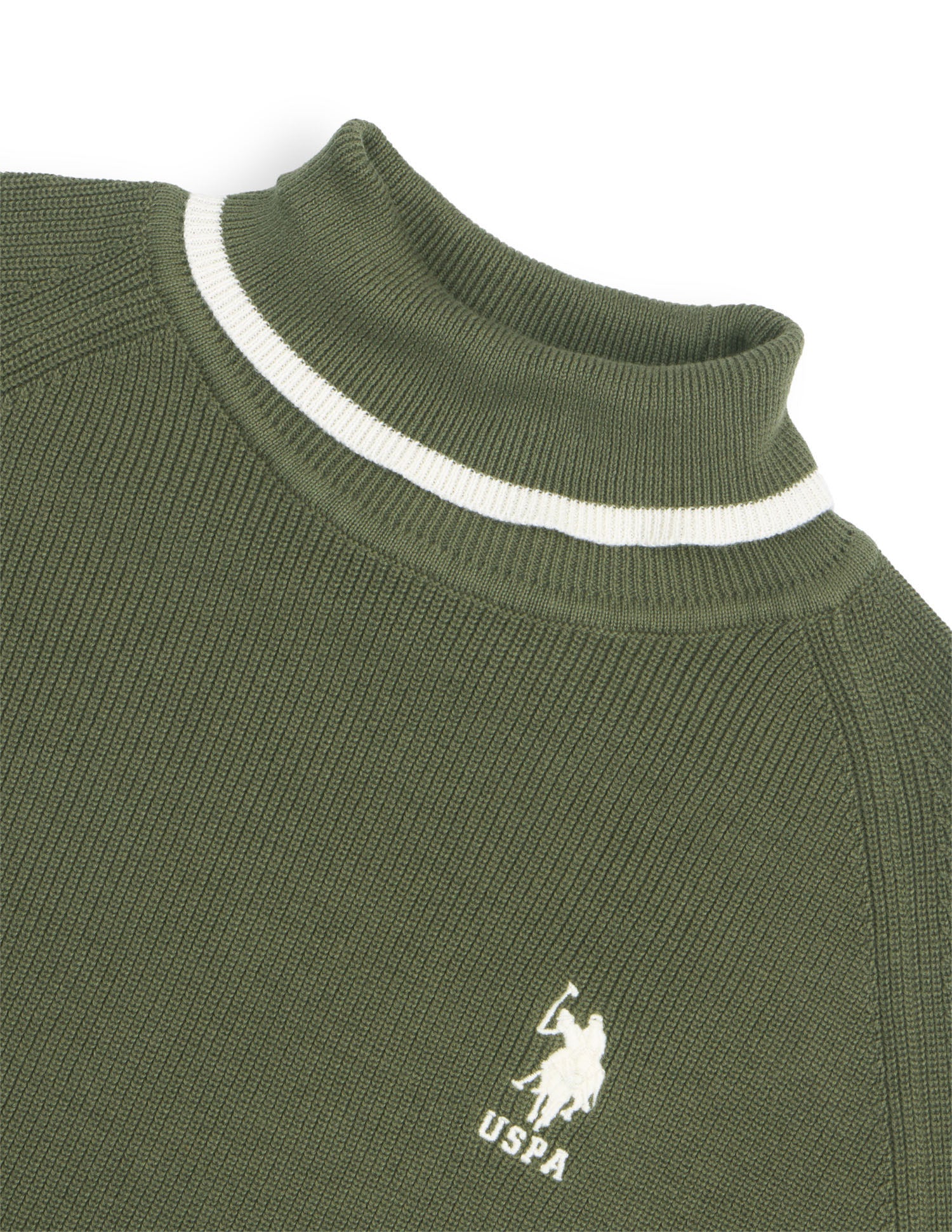 Solid Regular Fit Sweater Olive - U.S. Polo Assn. India | Large