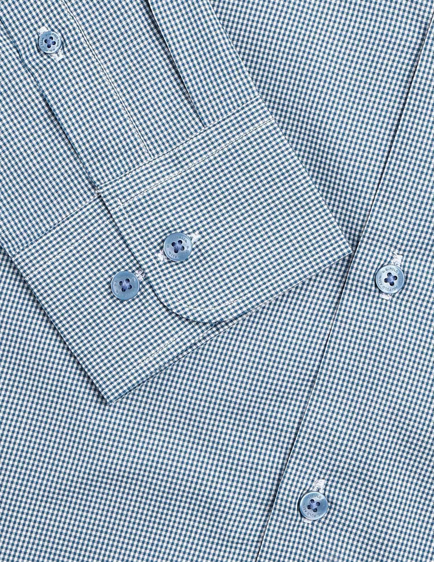 Regular Fit Micro Checked Shirt Teal - U.S. POLO ASSN. | Large