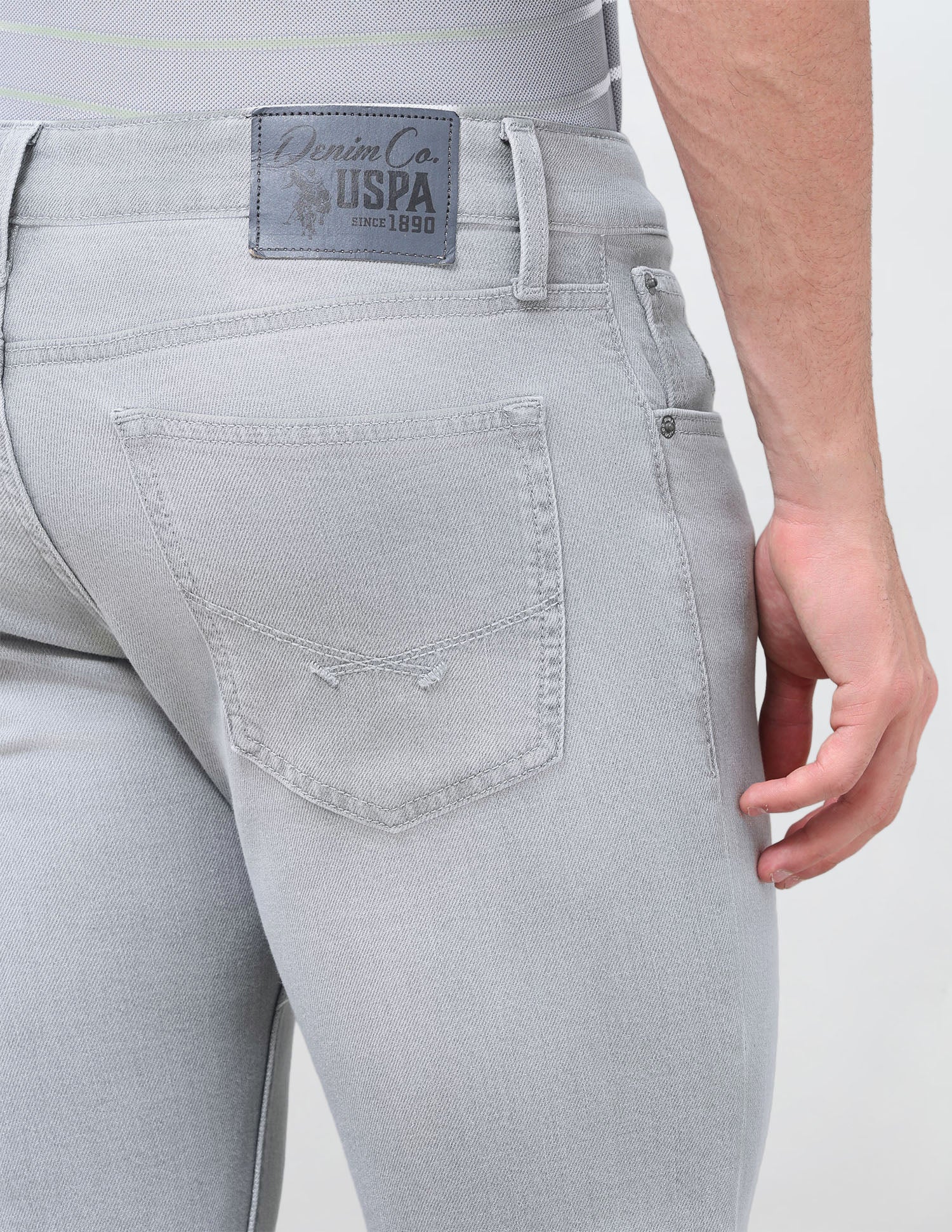 Brandon Slim-Tapered Fit Grey Jeans Washed Grey - U.S. Polo Assn. India | Large