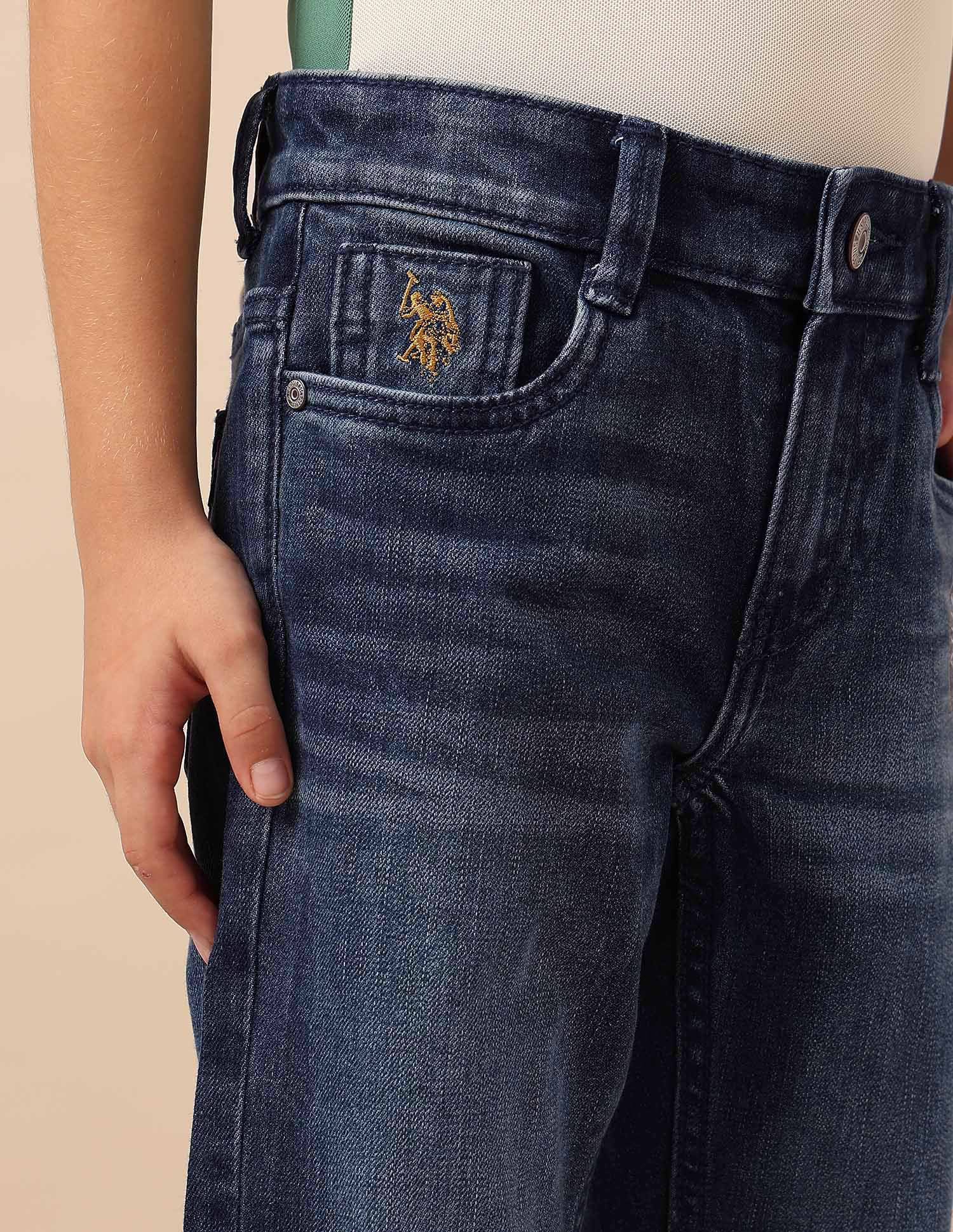 Boys Slim Fit Whiskered Jeans Blue - U.S. POLO ASSN. | Large