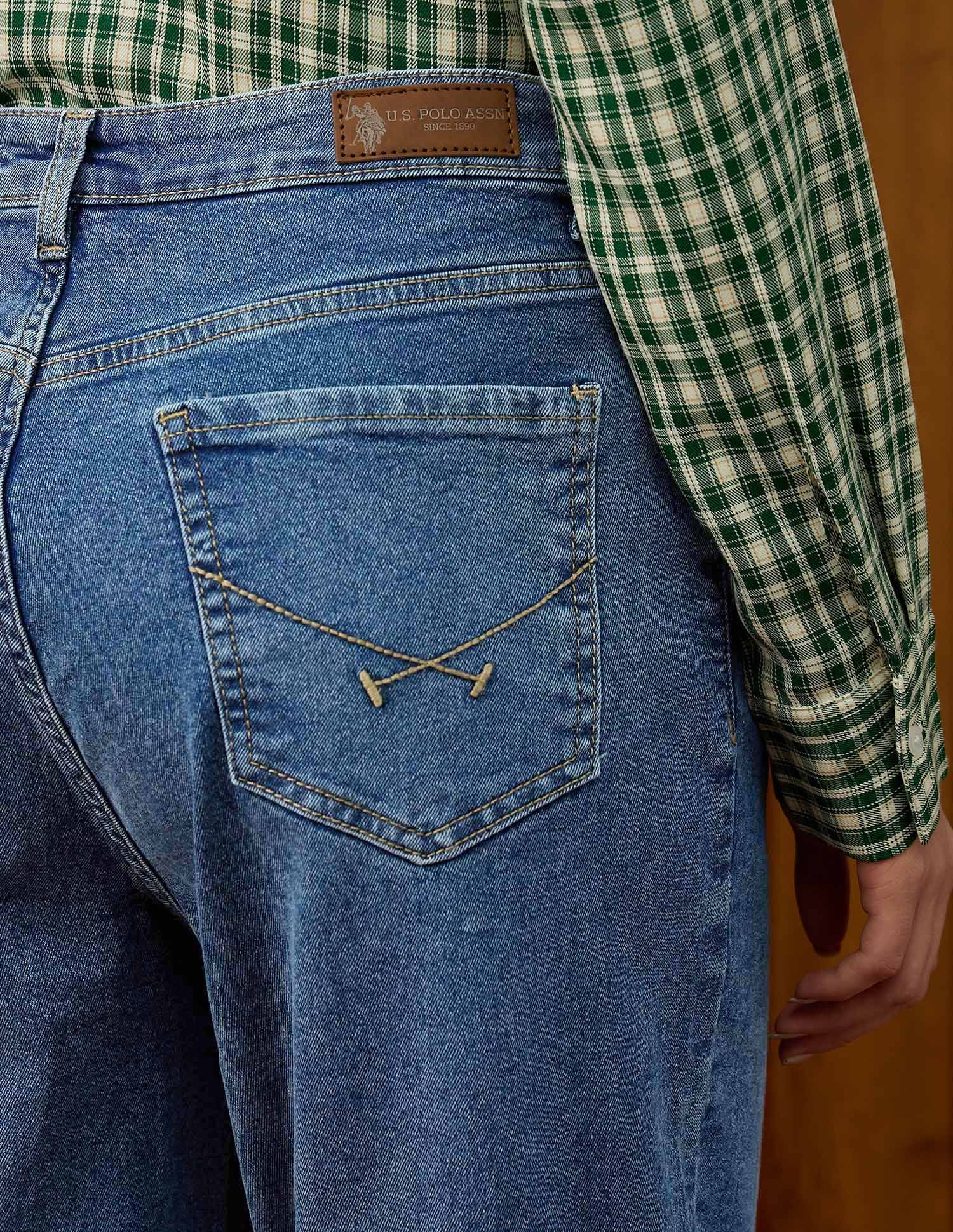 High Rise Carrot Fit Jeans Blue - U.S. POLO ASSN. | Large