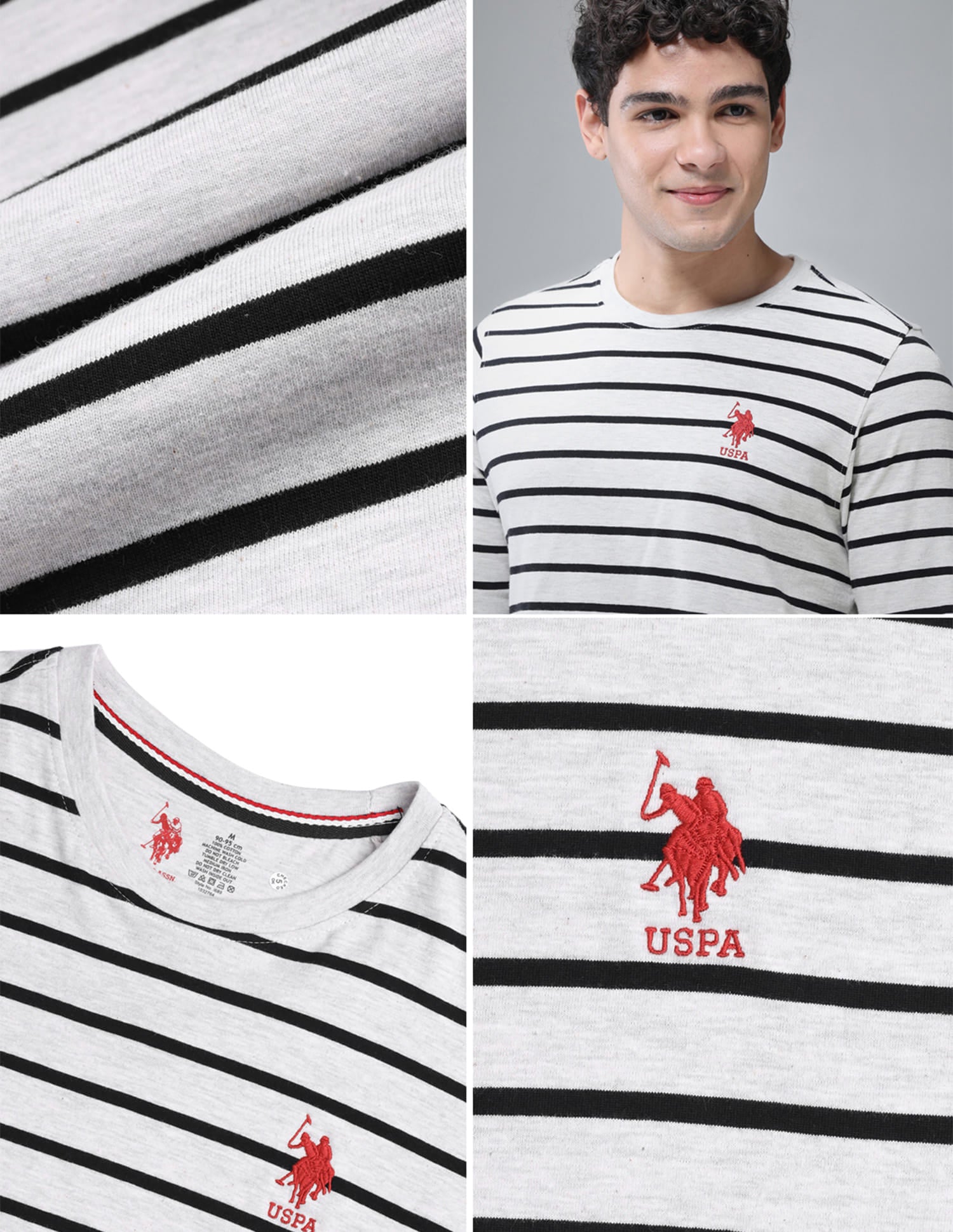 Comfort Fit Stripe Cotton I689 Lounge T-Shirt - Pack Of 1 Light Grey - U.S. Polo Assn. India | Large