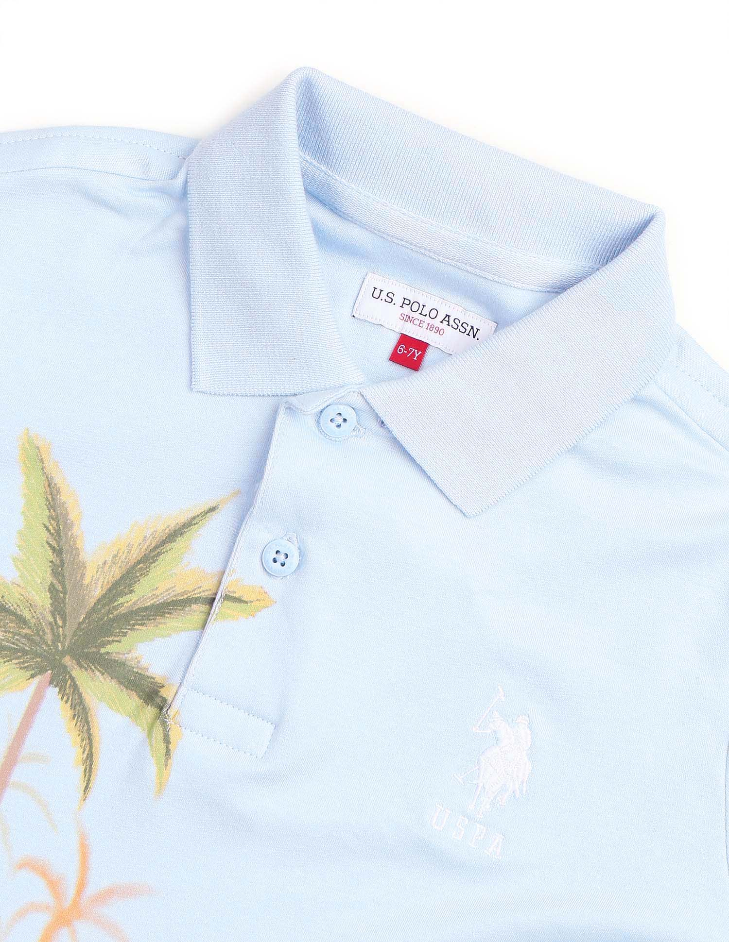 Boys Regular Fit Graphic Printed Polo Shirt Light Blue - U.S. POLO ASSN. | Large