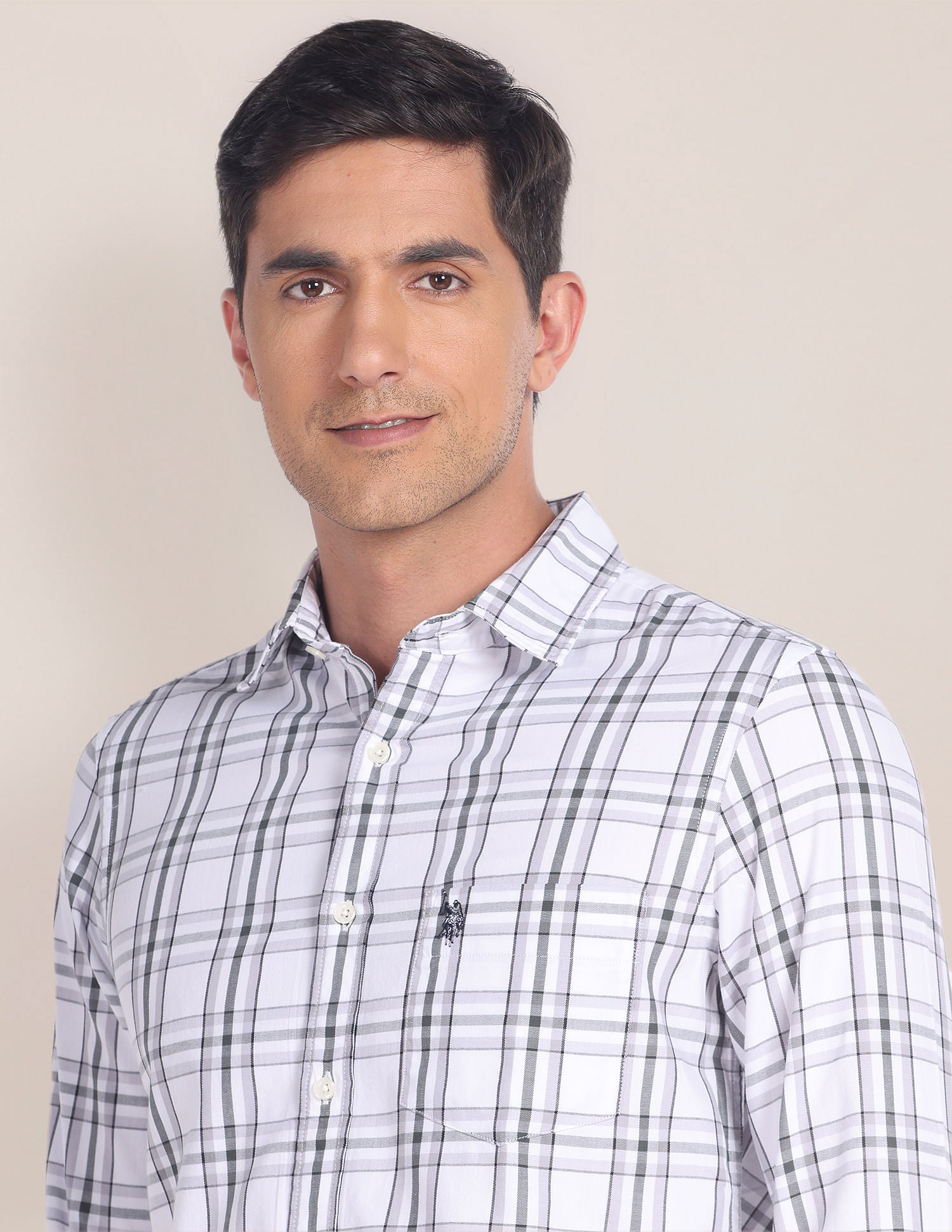 Tartan Twill Tailored Shirt Grey - U.S. Polo Assn. India | Large