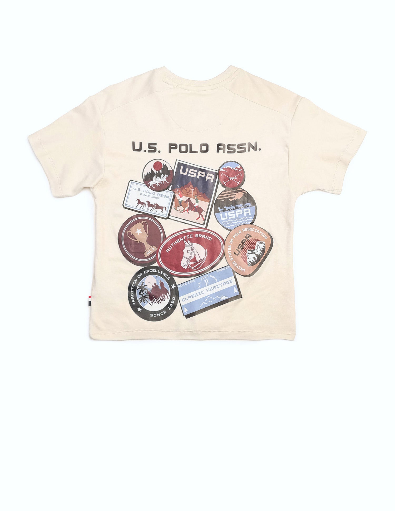 Boys Graphic Brand Printed Boxy Fit T Shirt Off White - U.S. POLO ASSN. | Large