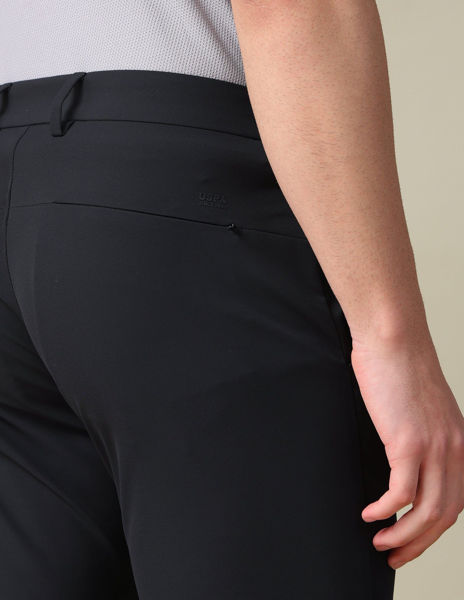 Denver Slim Fit Mid Rise Trousers Black - U.S. Polo Assn. India | Large